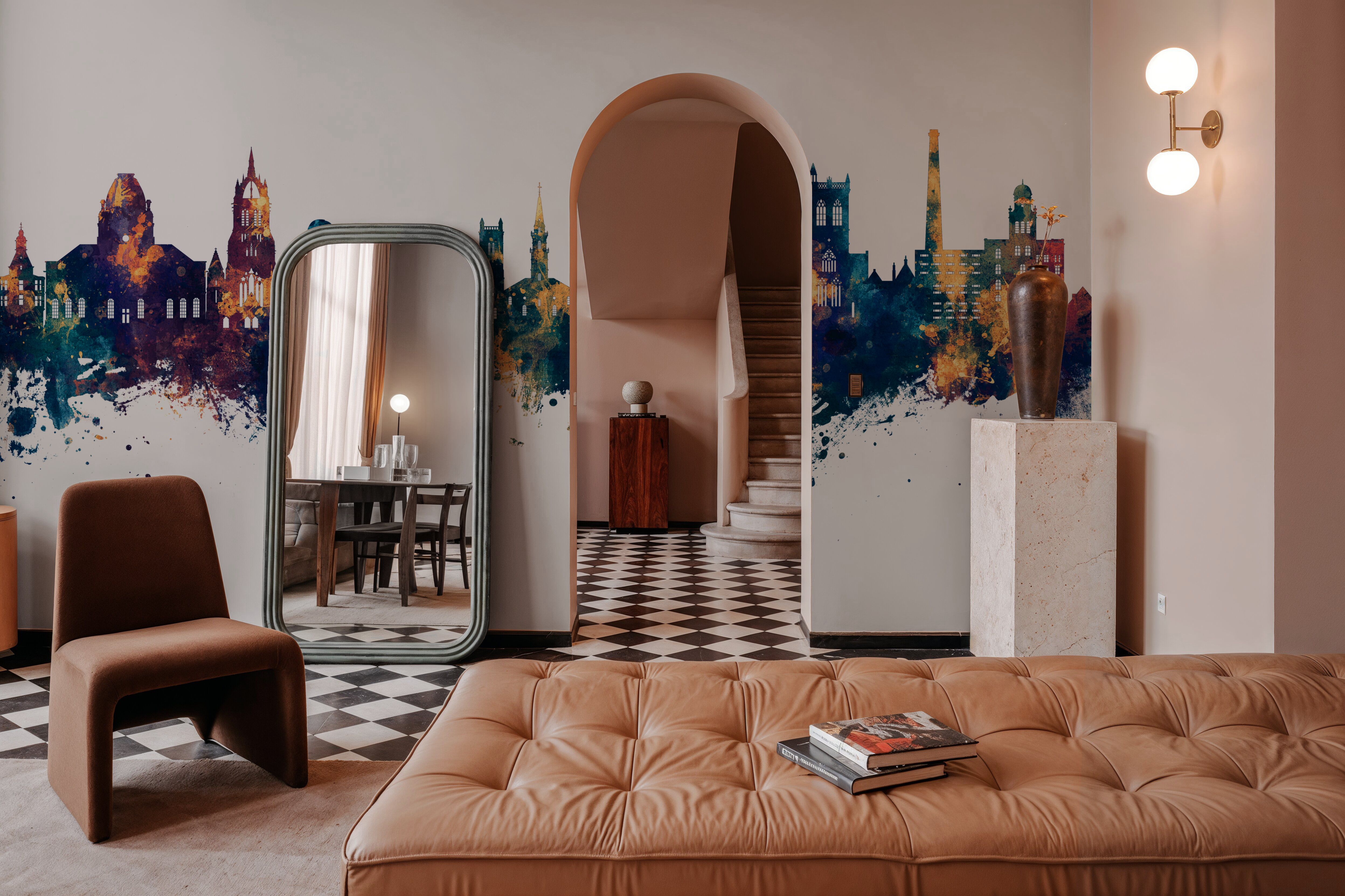 Paisley Skyline Blue & Bronze, Carte da parati