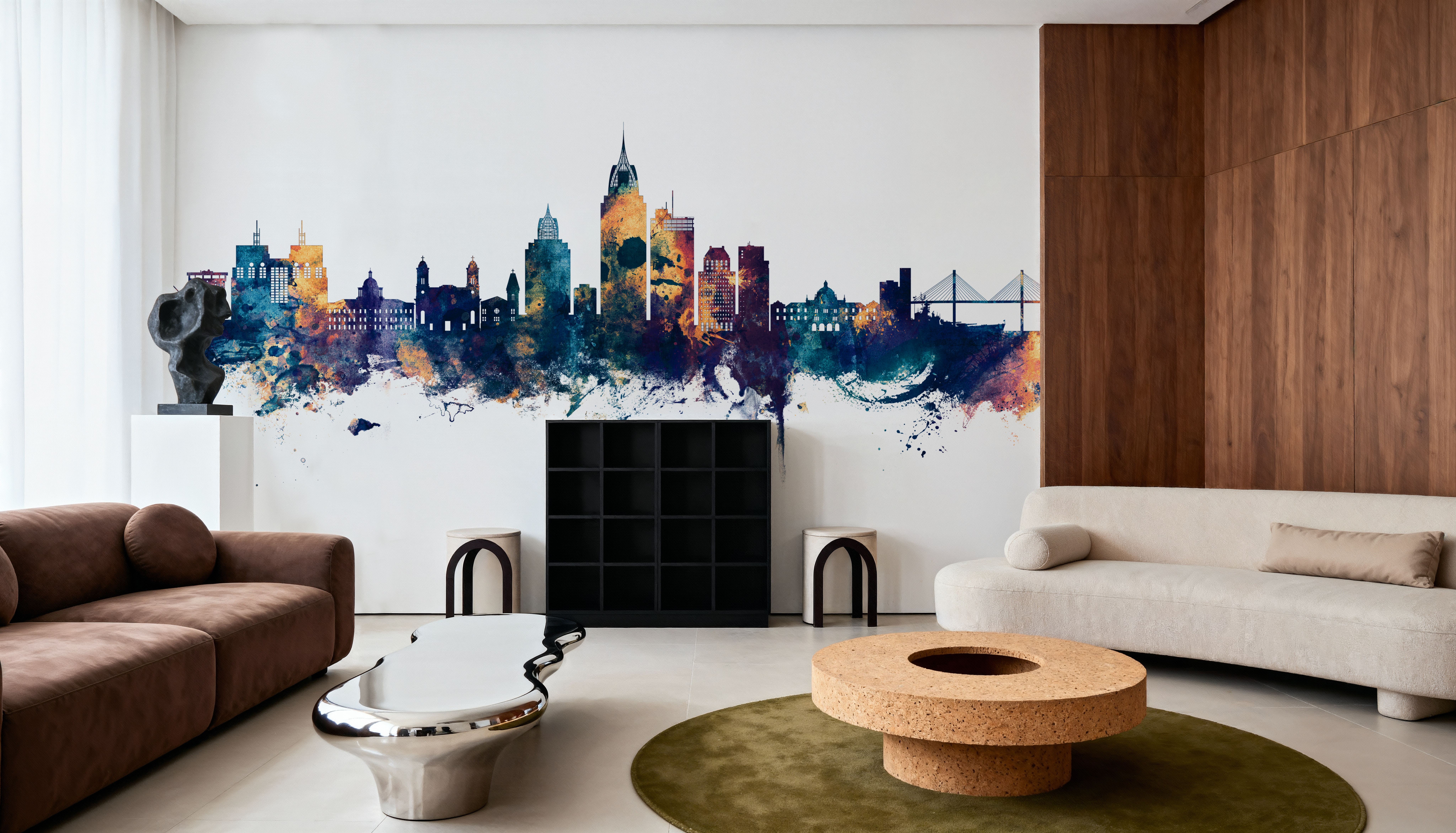 Mobile Alabama Skyline Blue & Bronze