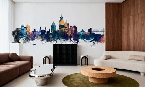 Mobile Alabama Skyline Blue & Bronze