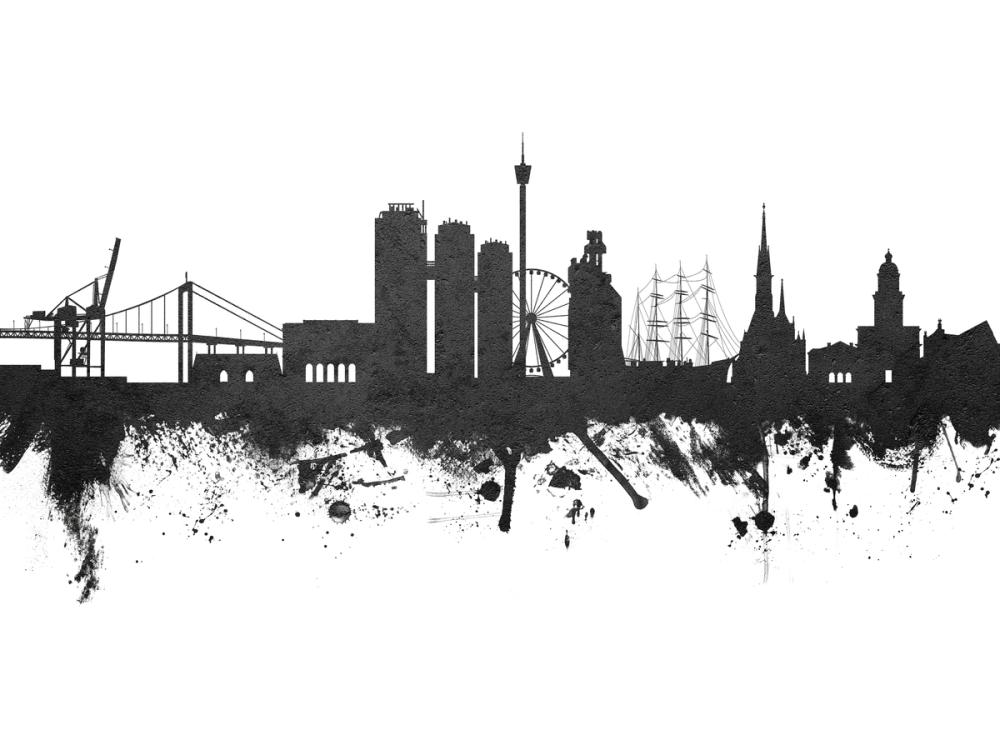 Gothenburg Skyline Black & White