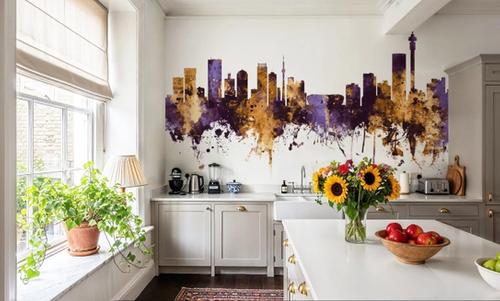 Johannesburg South Africa Skyline Purple & Gold
