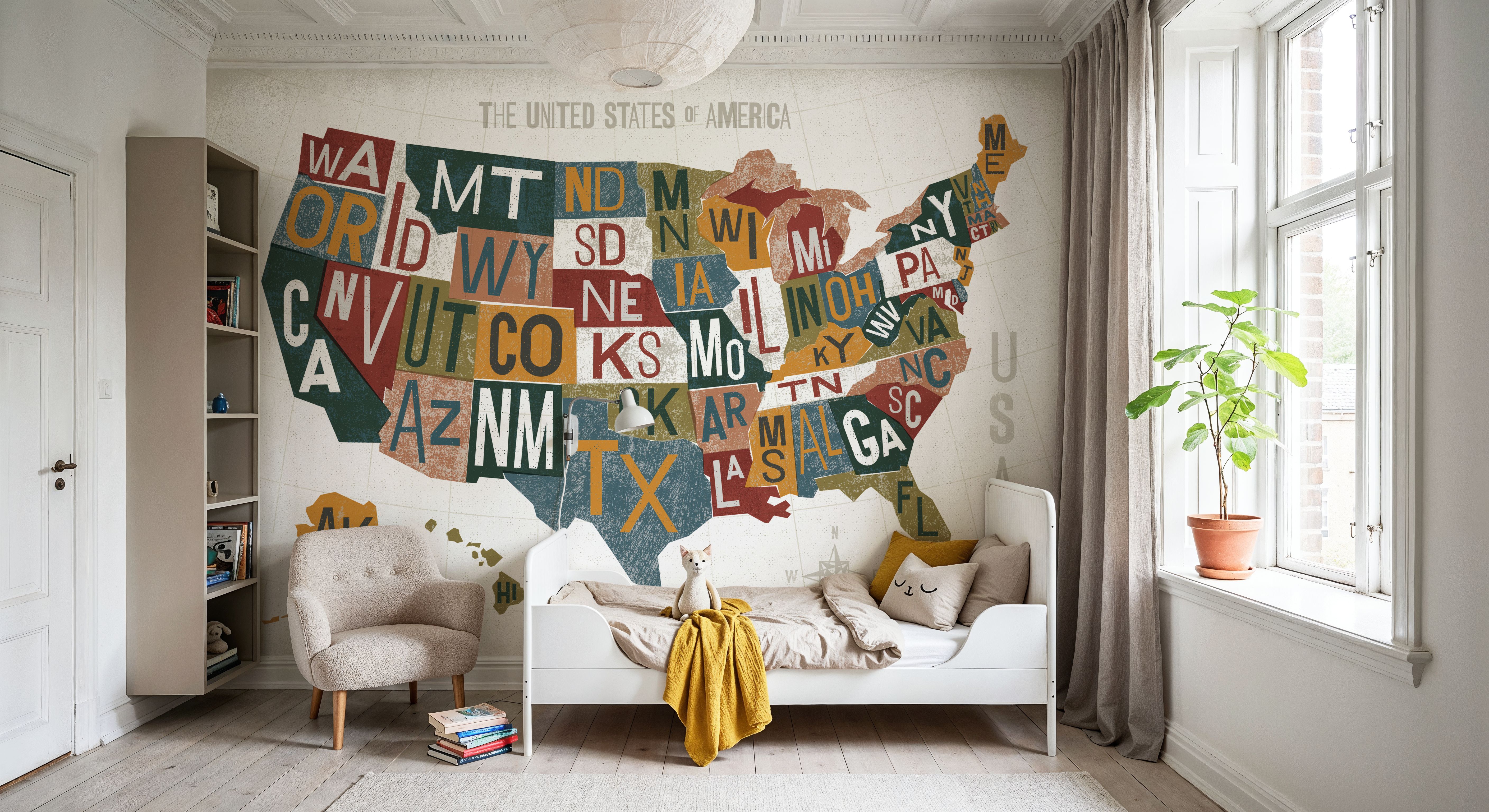Letterpress USA Map Warm