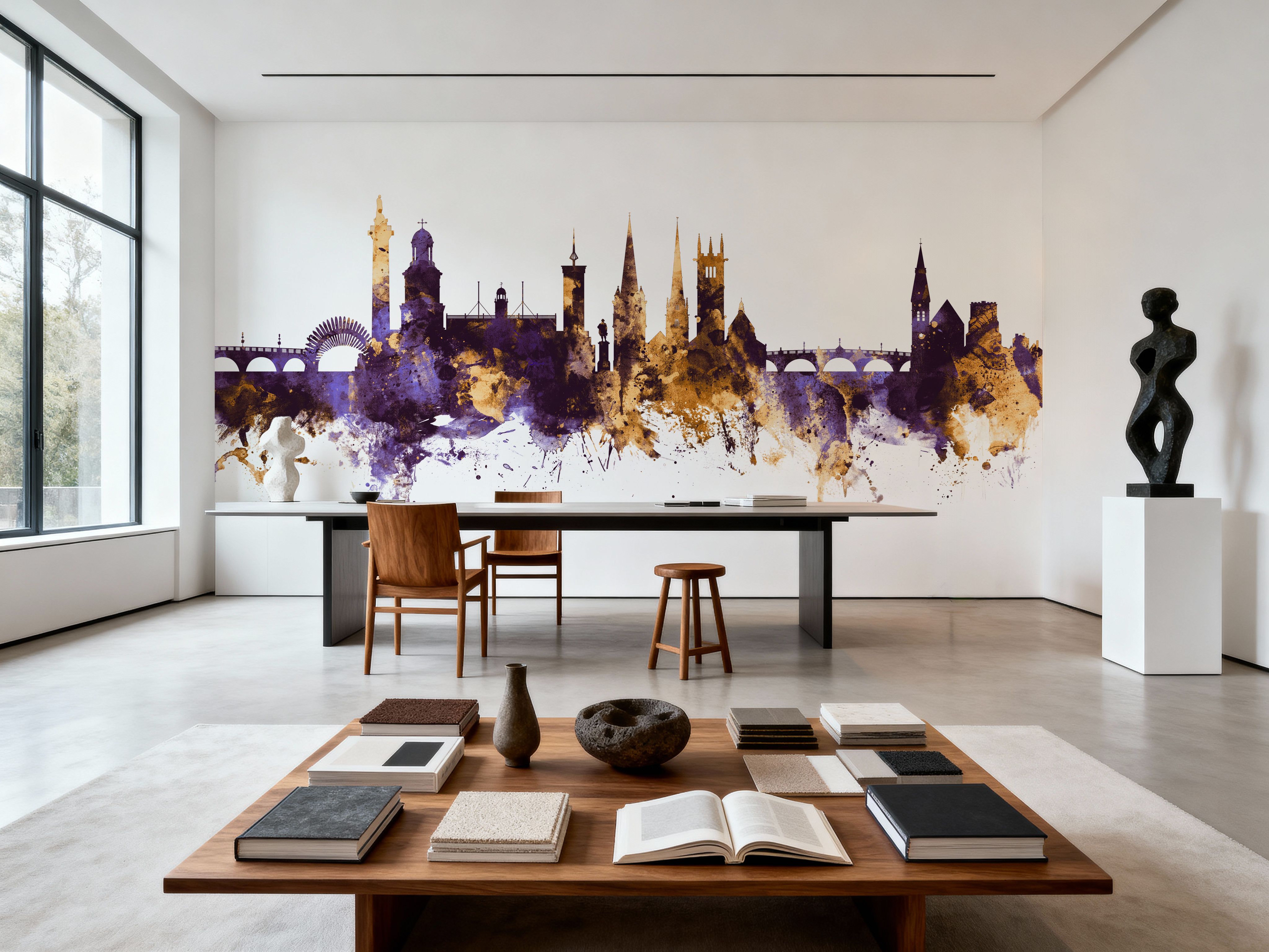 Shrewsbury England Skyline Purple & Gold