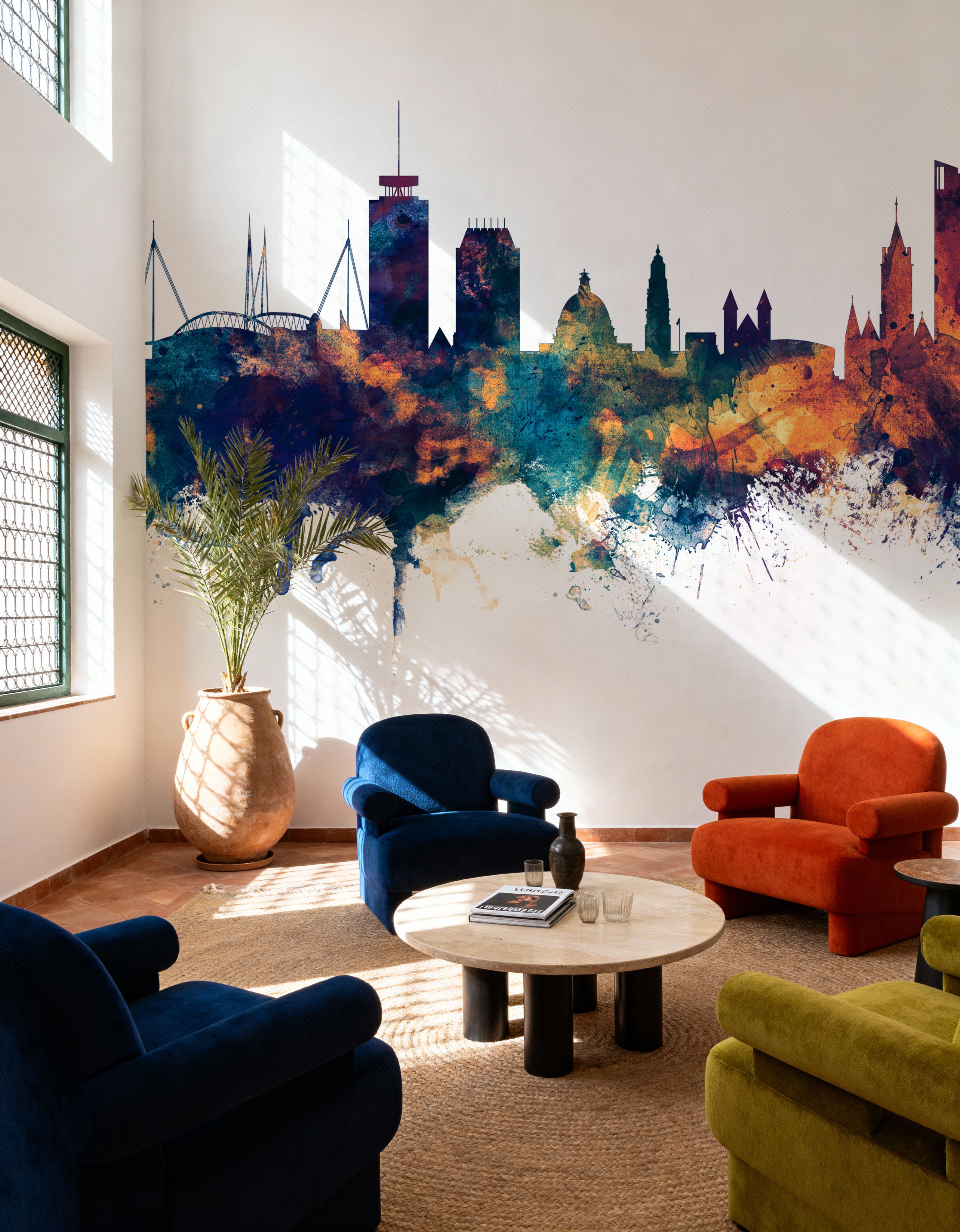 Cardiff Wales Skyline Blue & Bronze