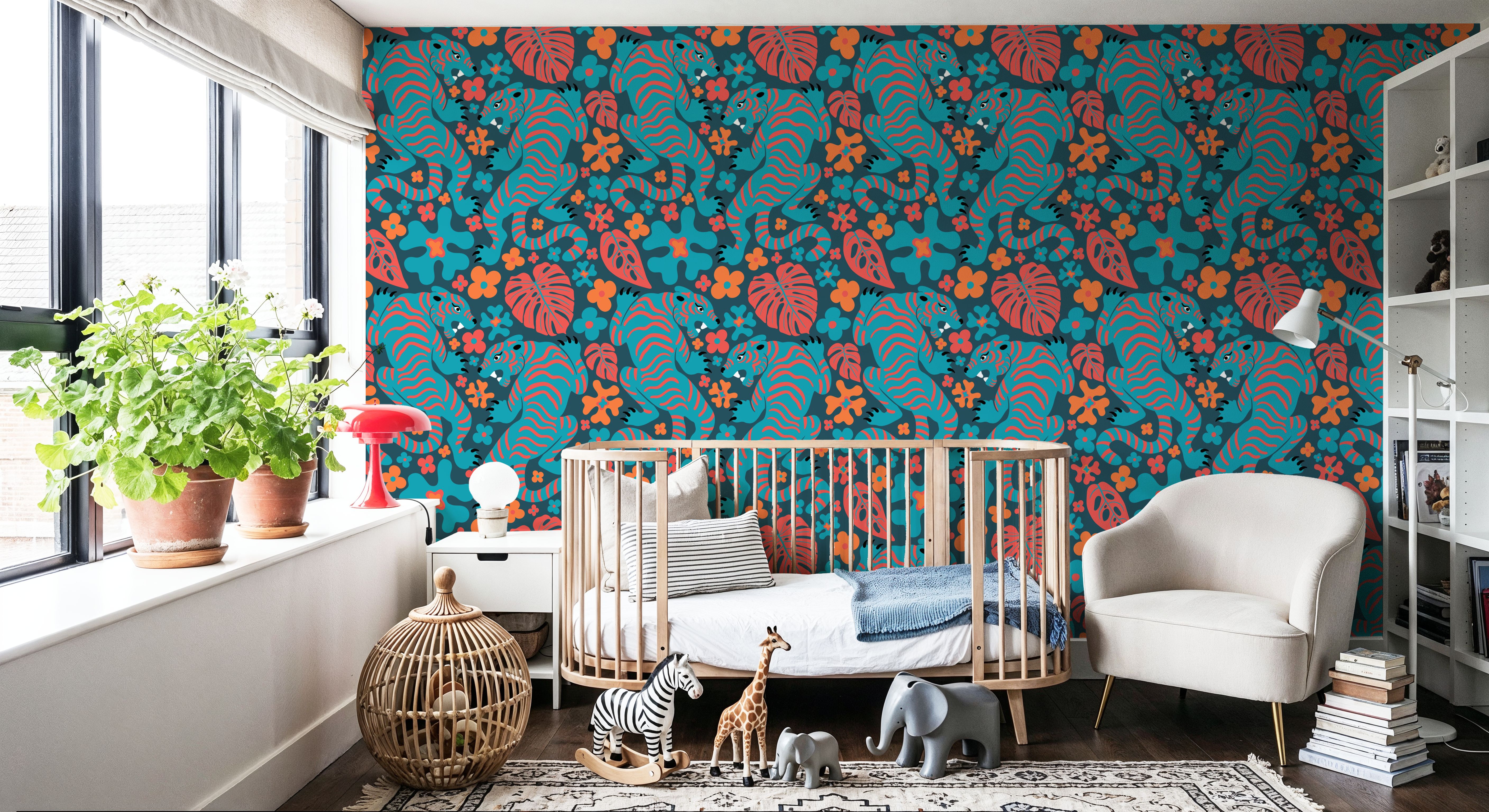 Otomi Cool Tigers, Coral & Teal