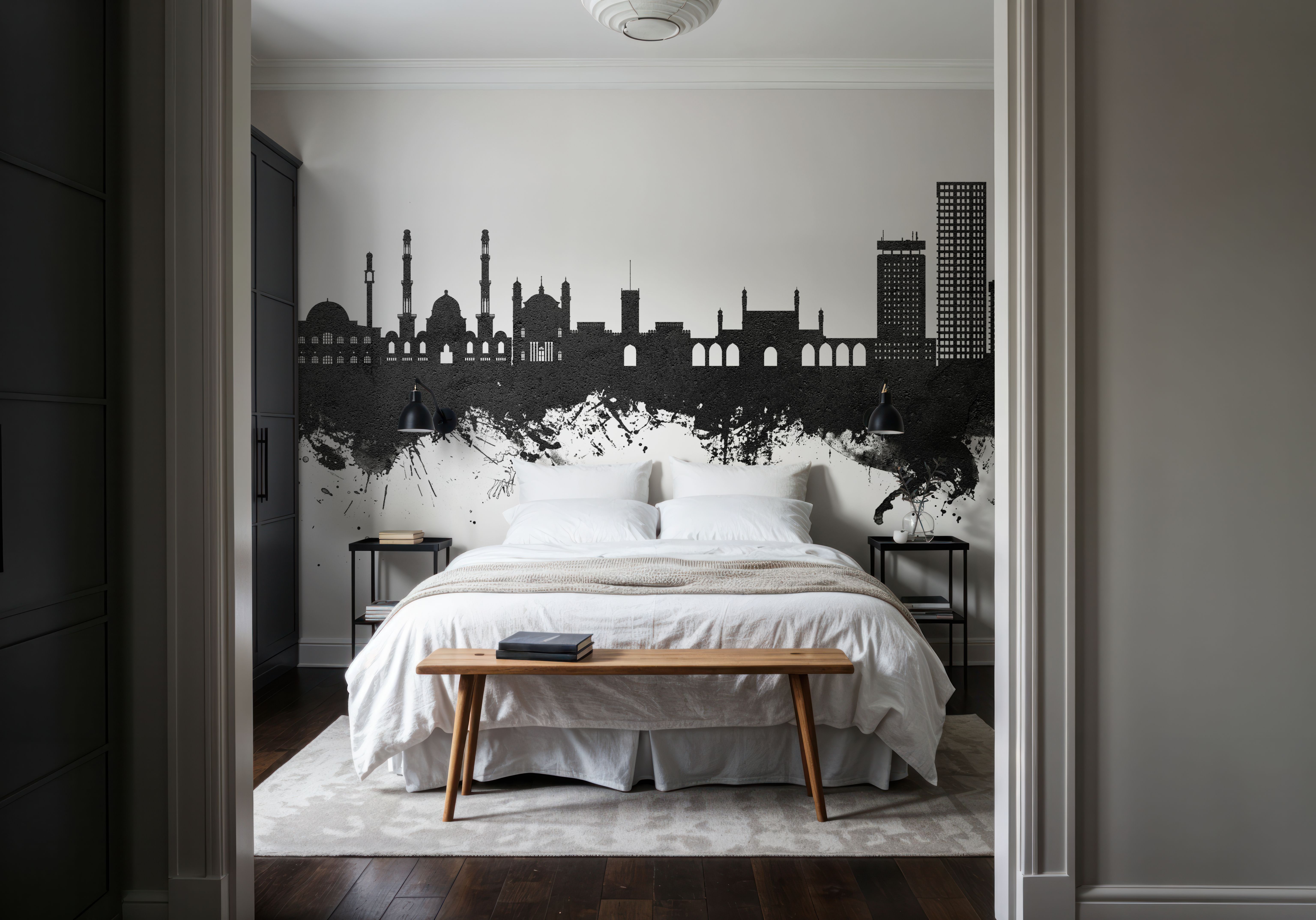 Kabul Afghanistan Skyline Black & White, Wallpaper