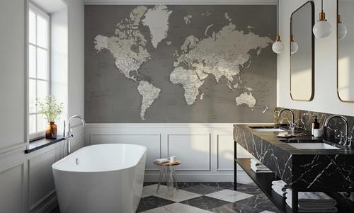 World Map Cities - Earthy