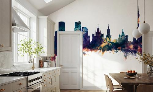 Moscow Russia Skyline Blue & Bronze