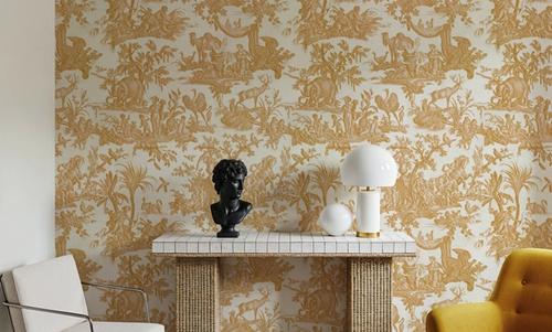 Patinated Linen Toile de Jouy, Sunflower