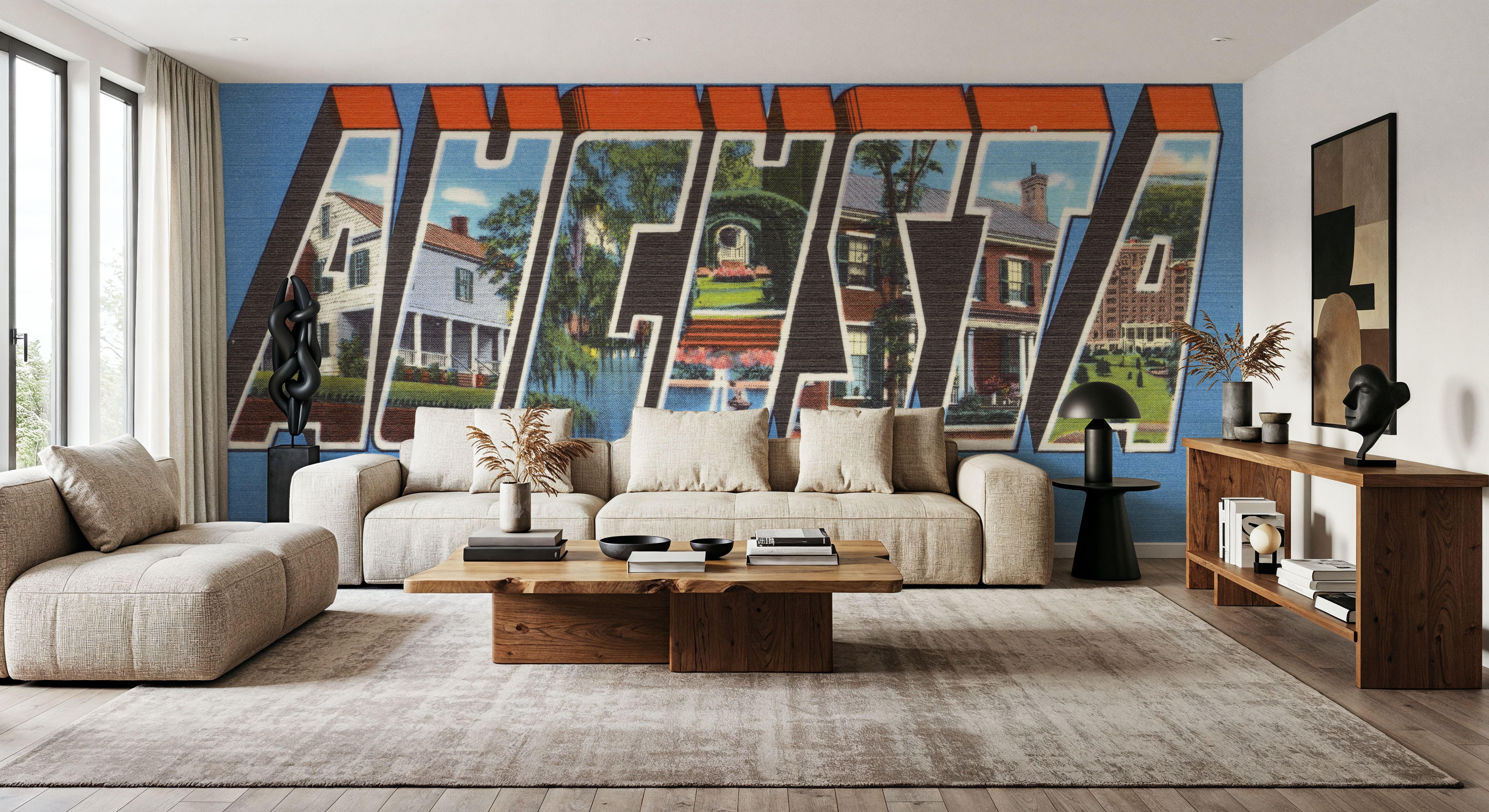 Greetings from Augusta - Screenprint Postcard, Wallpaper