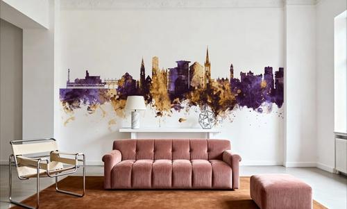 Bournemouth England Skyline Purple & Gold