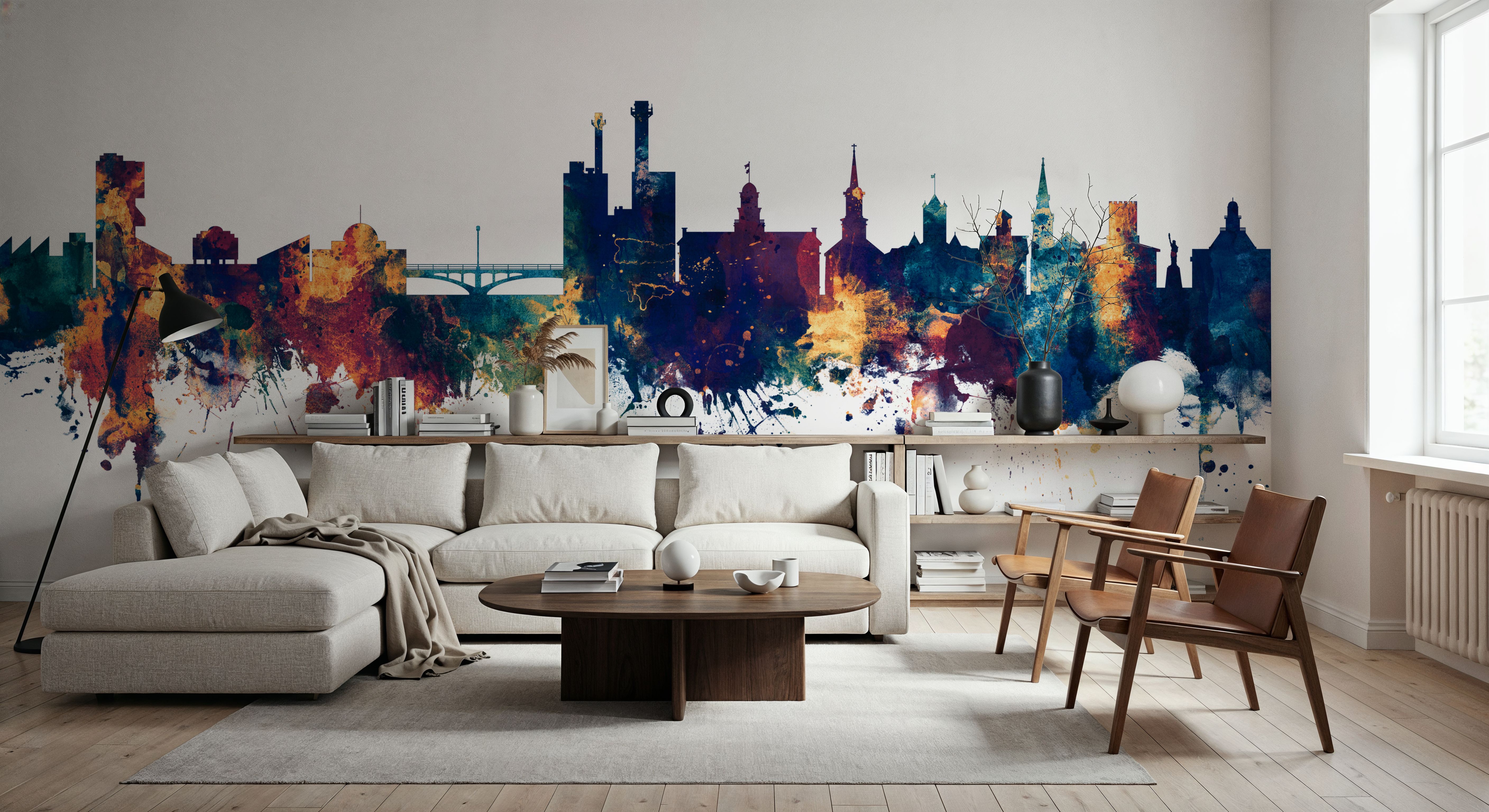 Iowa City Skyline Blu & Bronze