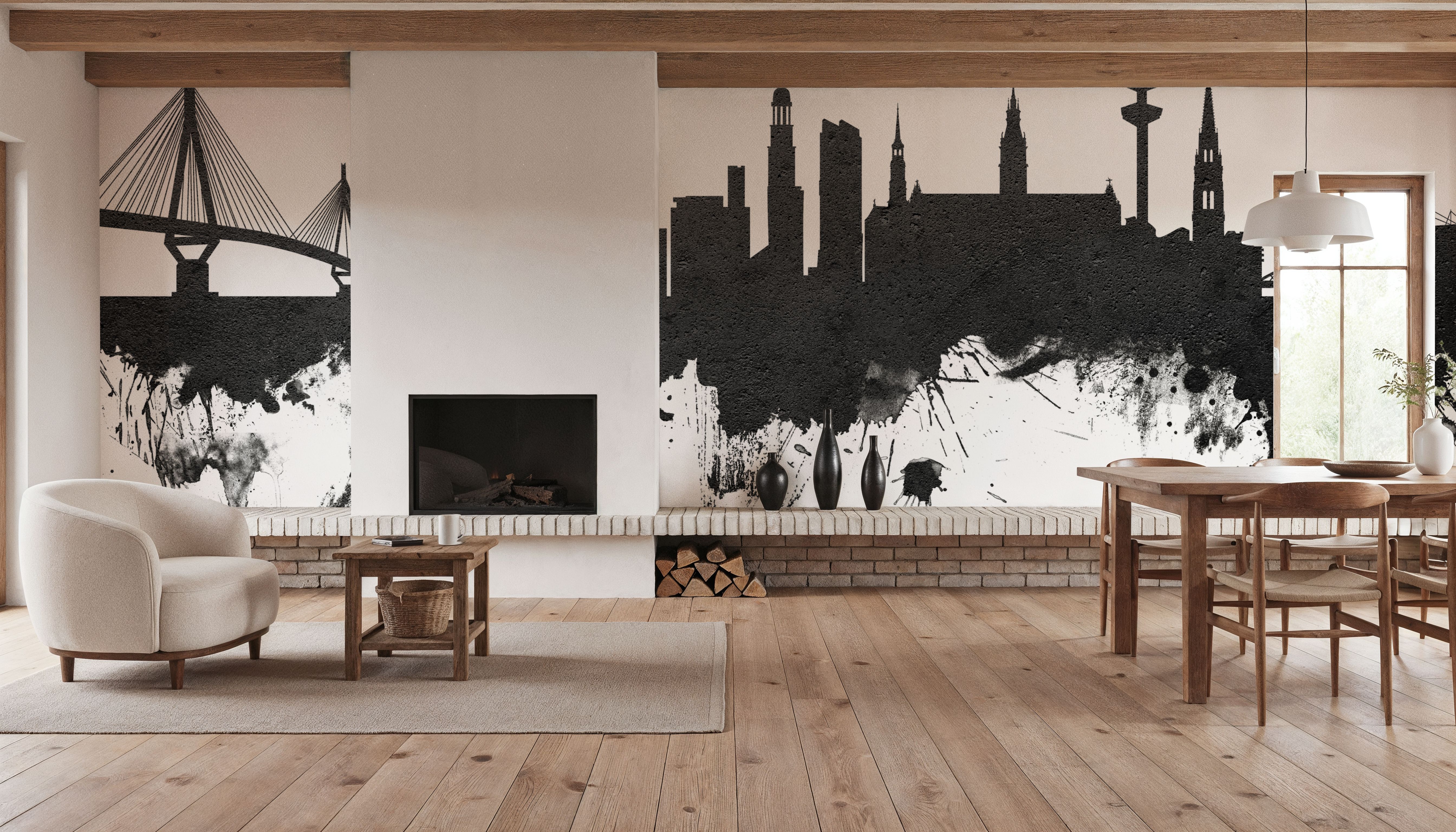 Hamburg Germany Skyline Black & White