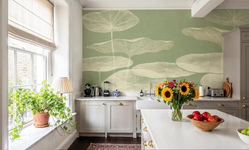 Subtle Water Lily Drawing, Light Green