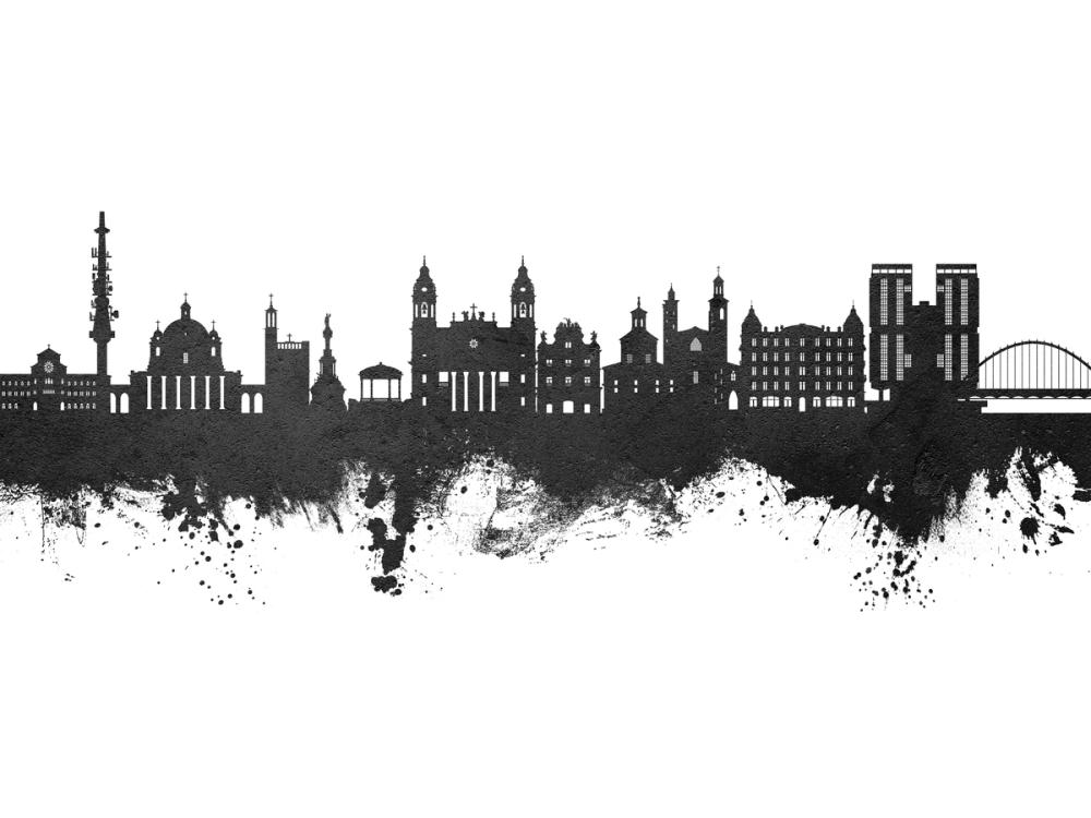 Pamplona Spain Skyline Black & White