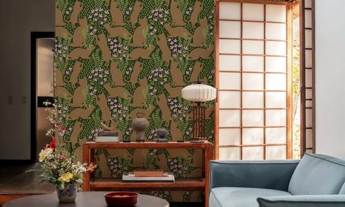 Hunters in The Garden, Green & Beige