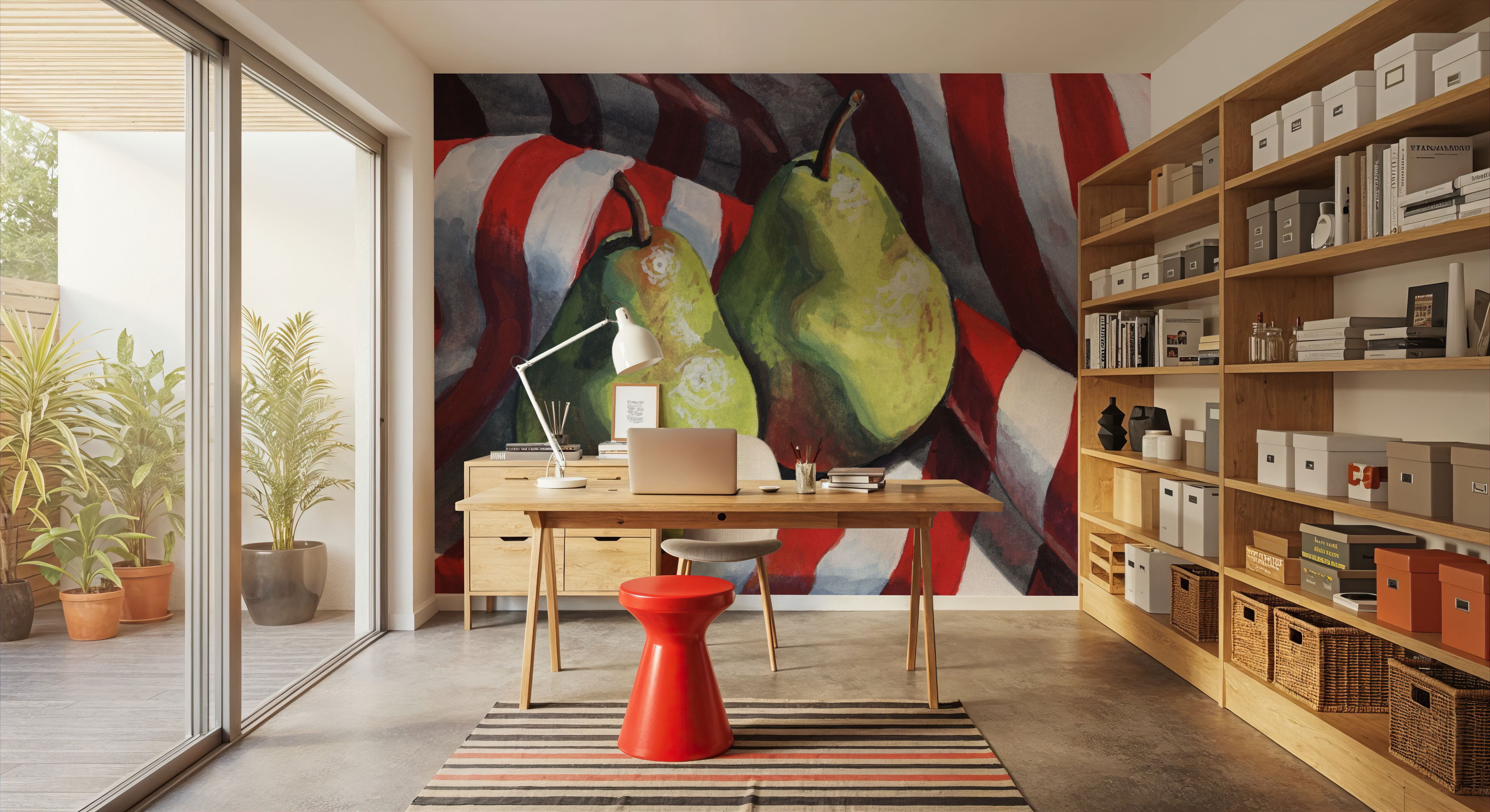 Two Pears on a Striped Cloth