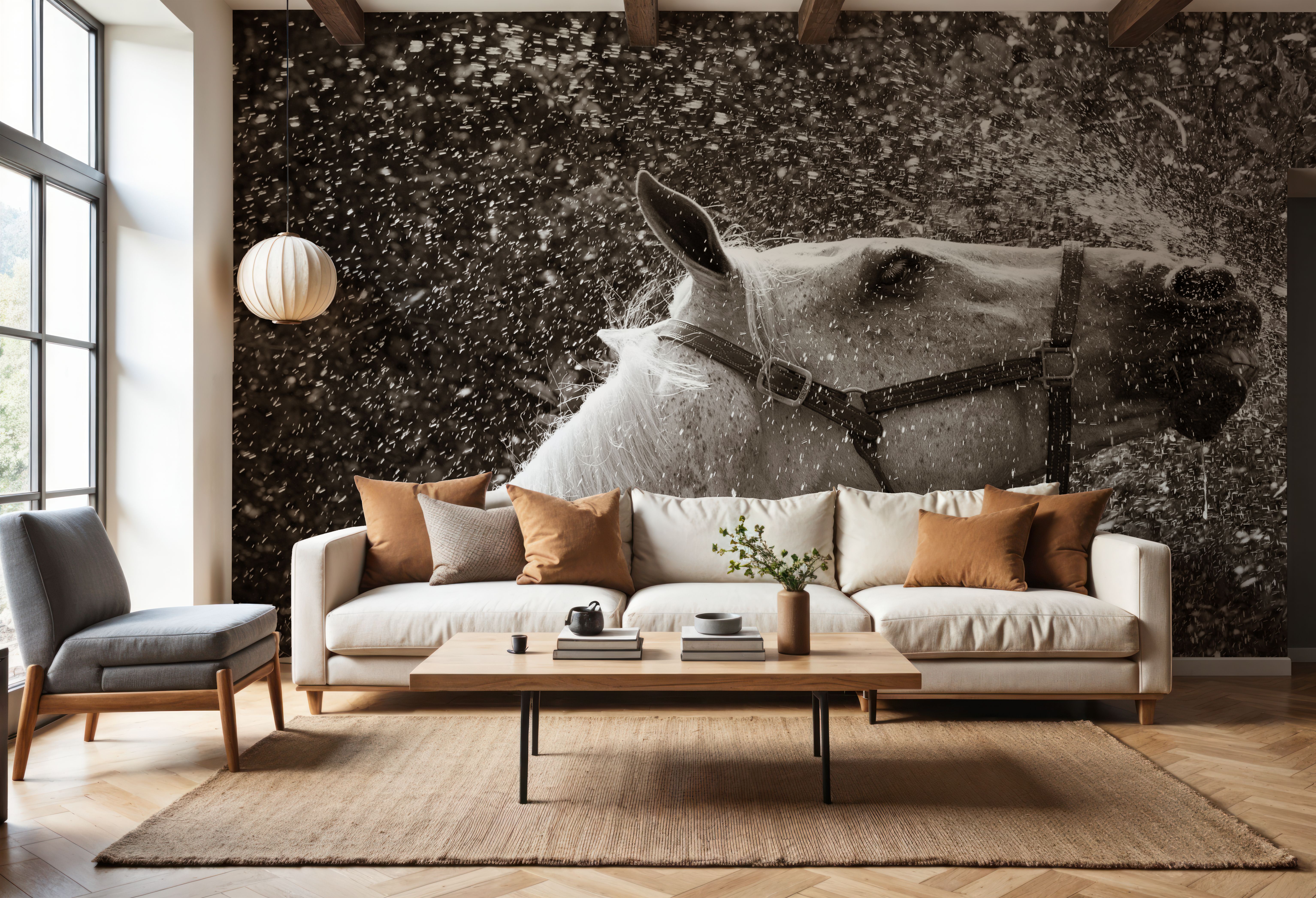 Wall Mural - After a Shower - Farm Animals mural wallpaper - Living room - Wallism US - Premium, Textured or Peel & Stick