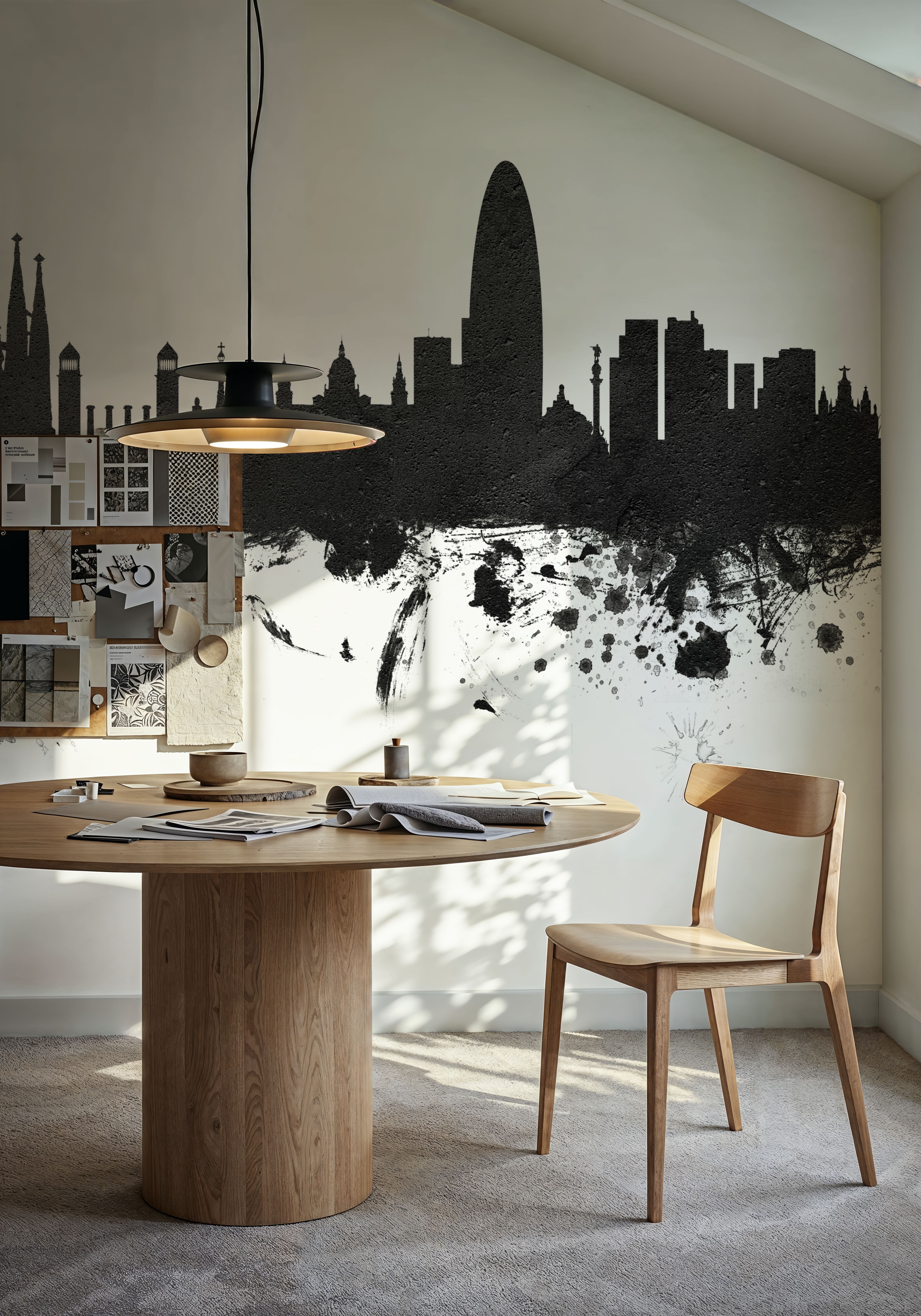 Barcelona Skyline Black & White