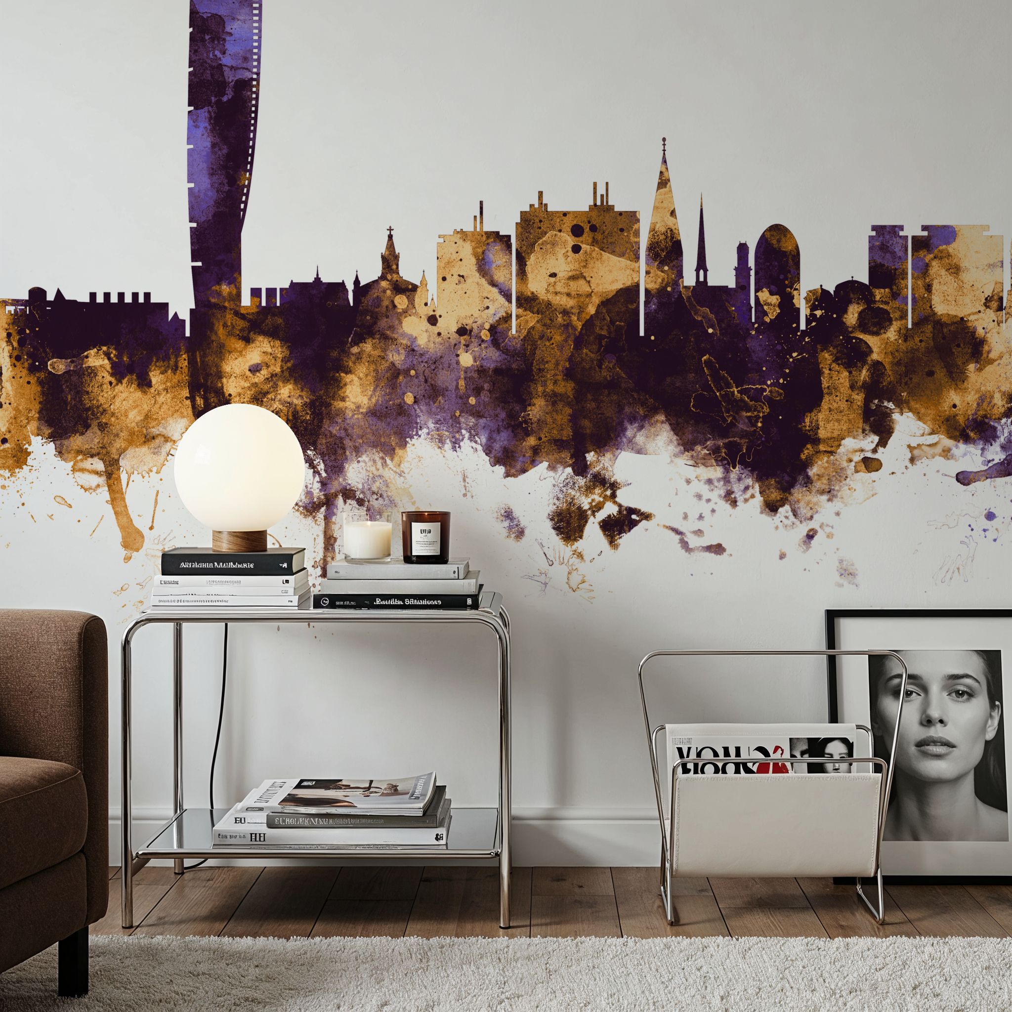 Malmö Sweden Skyline Purple & Gold