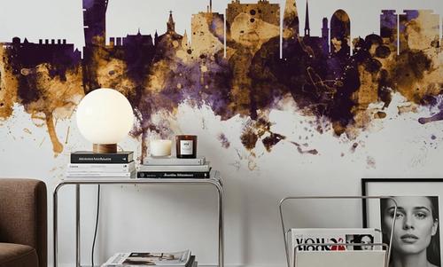 Malmö Sweden Skyline Purple & Gold