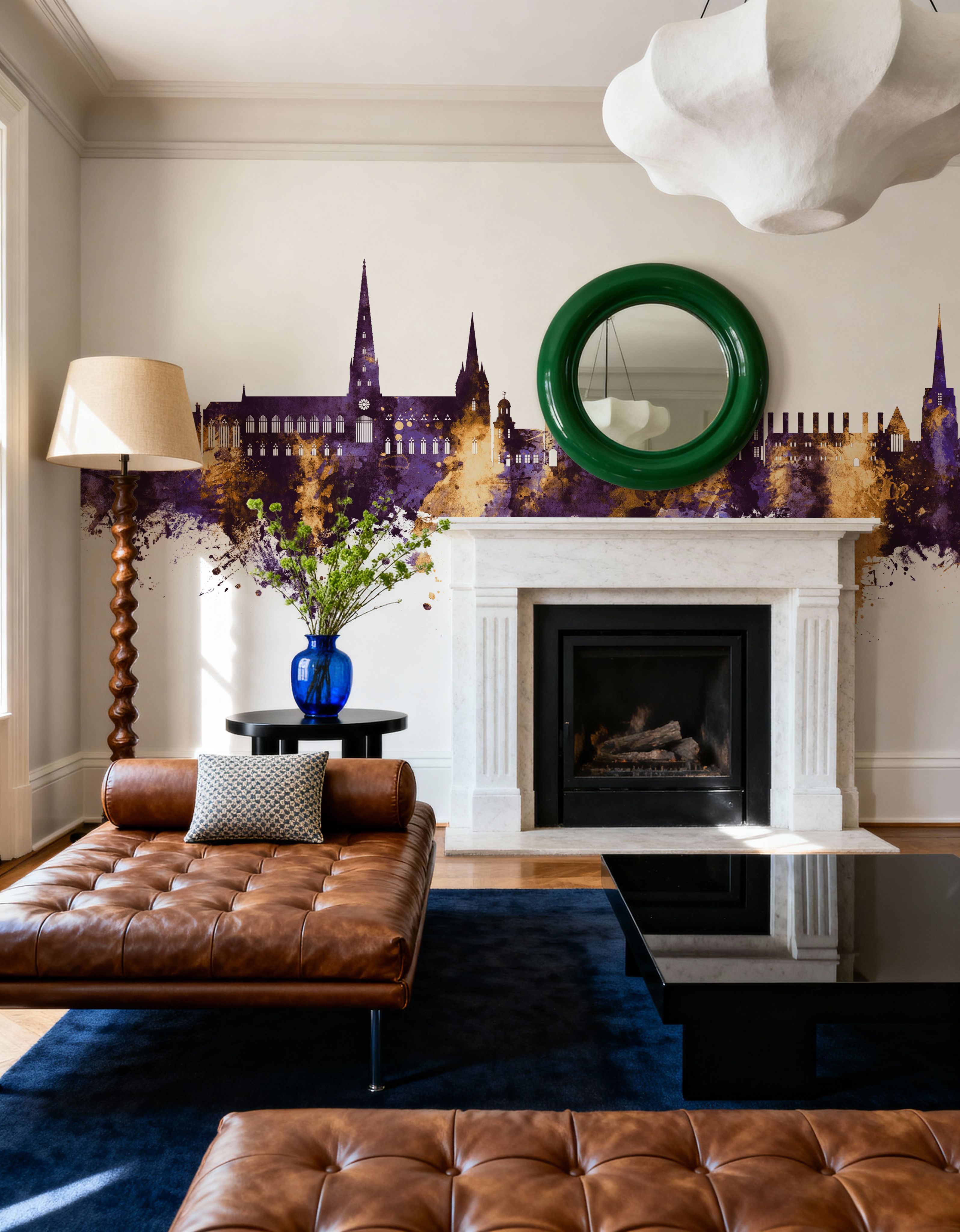 Lichfield England Skyline Purple & Gold