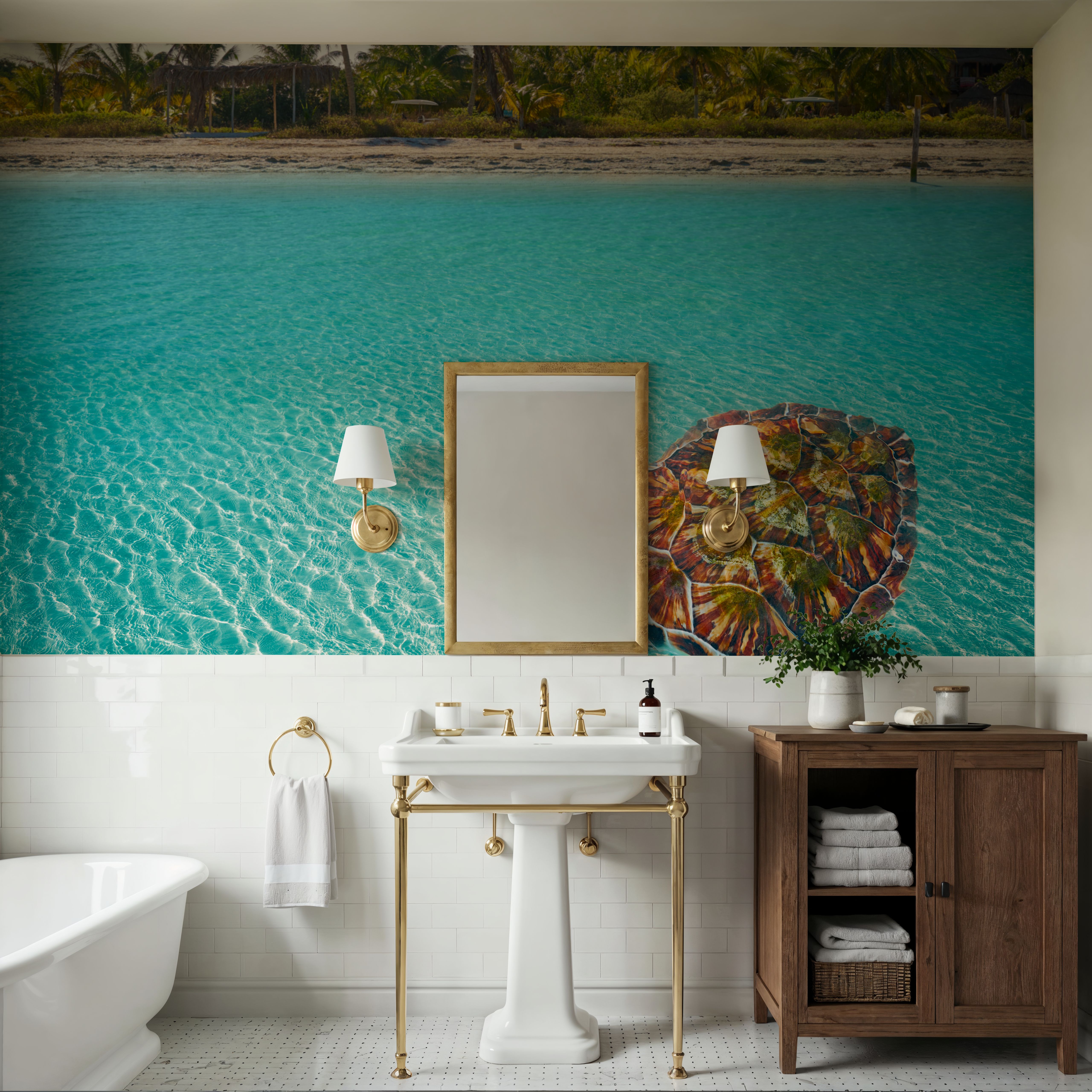 Wall Mural - Tropical Turtle Paradise - Kids' Room - Wallism US - Premium, Textured or Peel & Stick