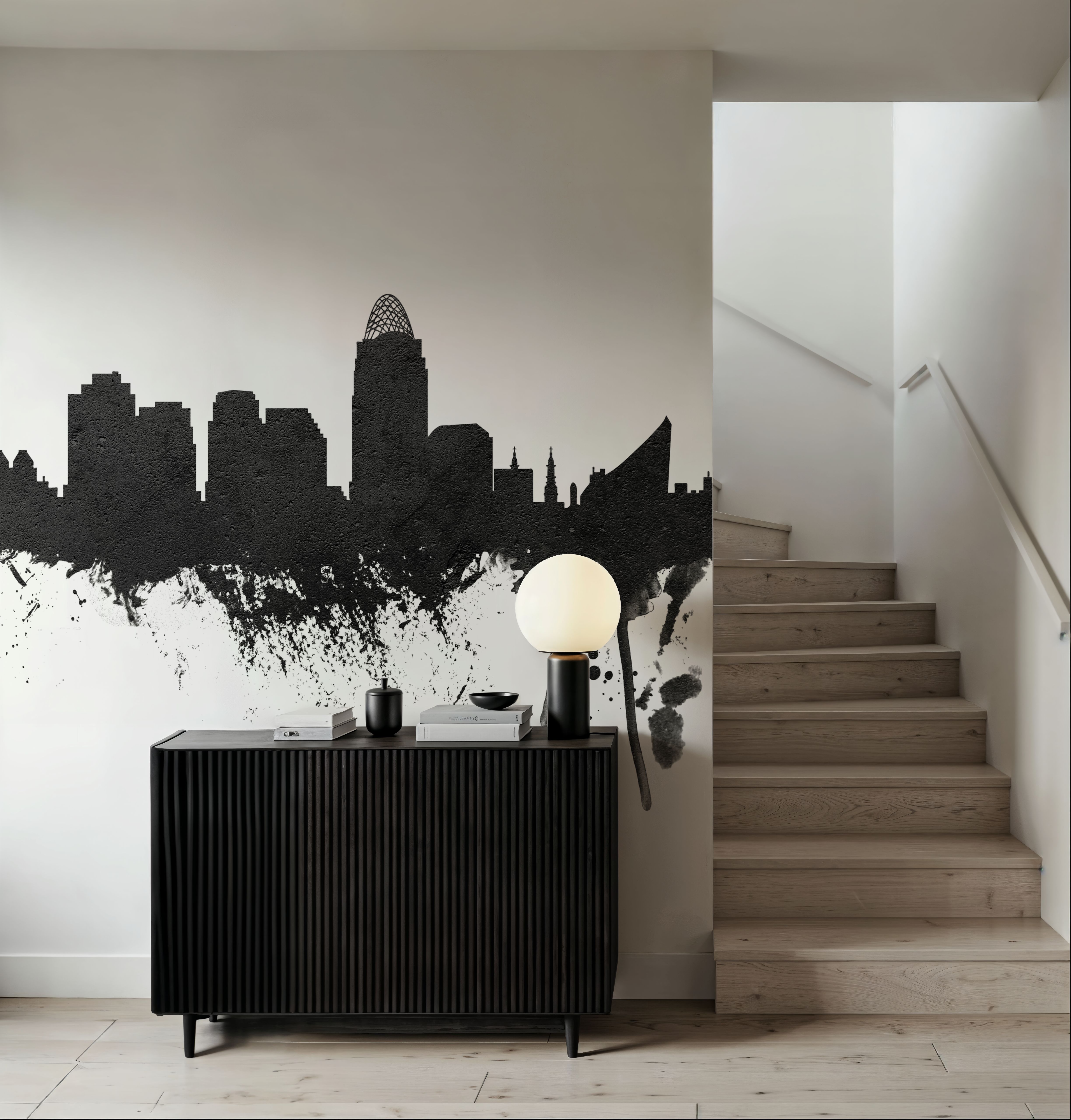 Cincinnati Ohio Skyline Black & White