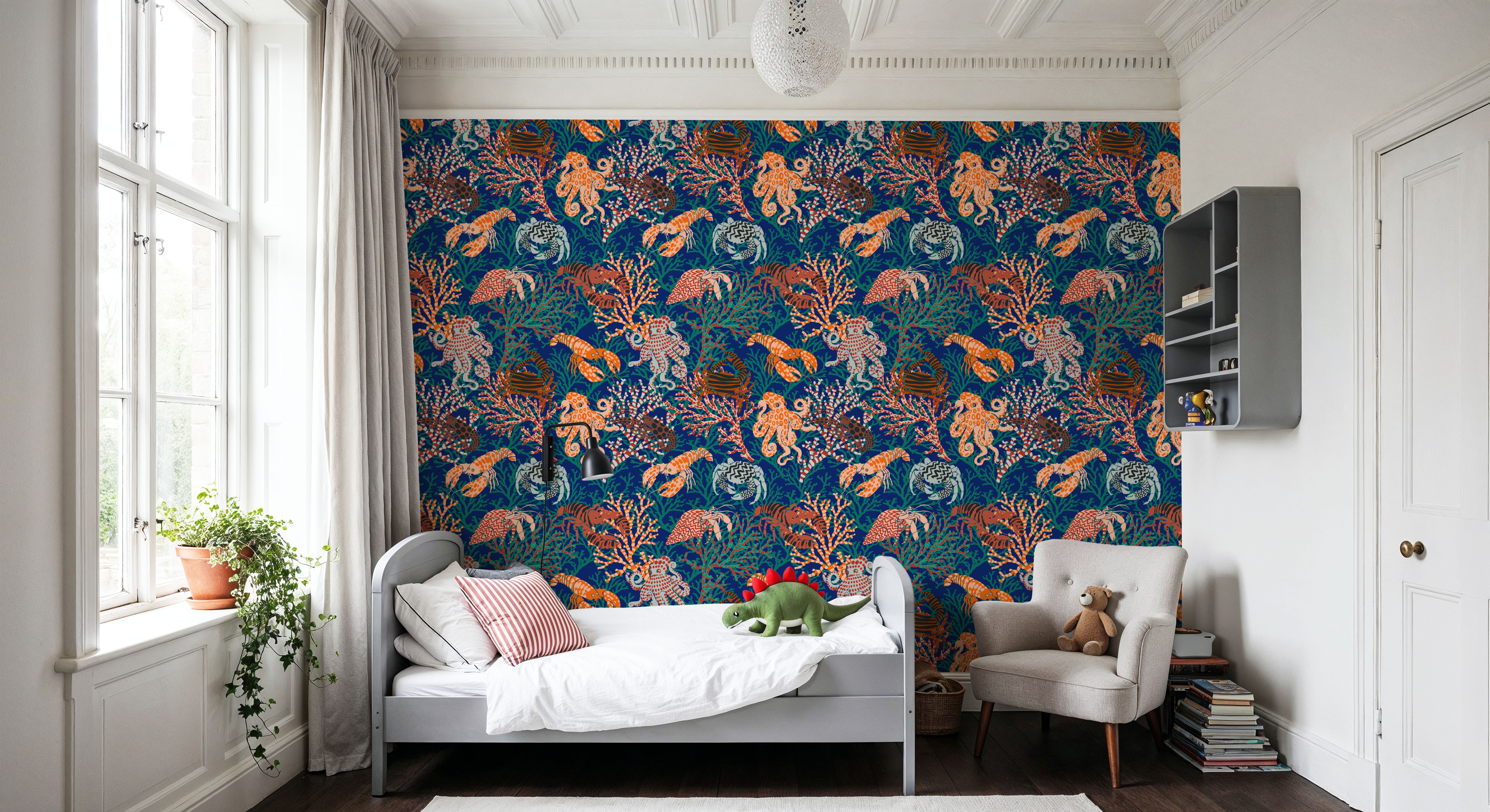 Vibrant Coral Reef, Blue and Orange