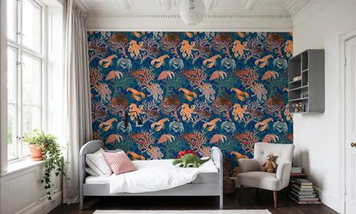 Vibrant Coral Reef, Blue and Orange
