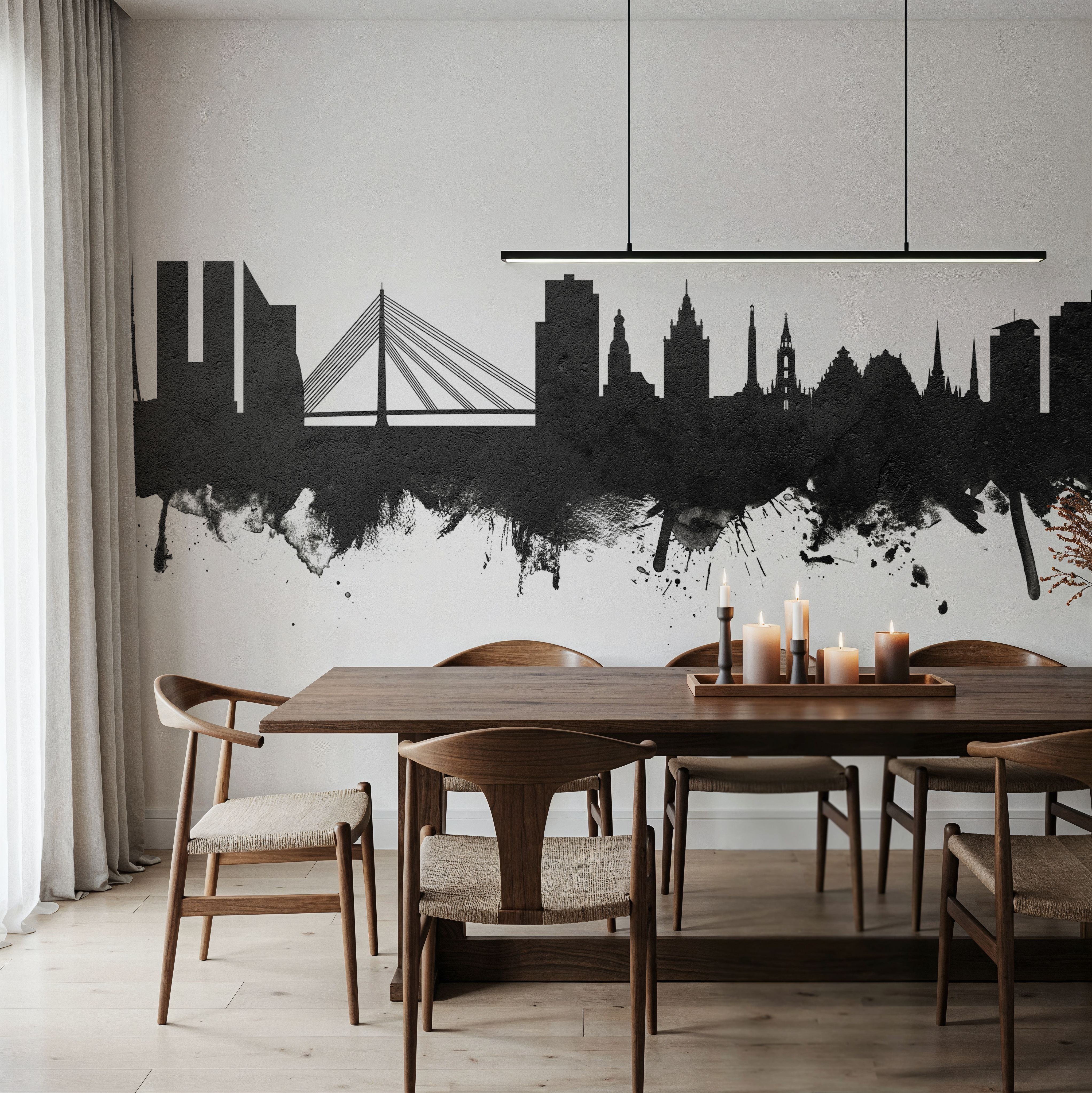 Riga Latvia Skyline Black & White