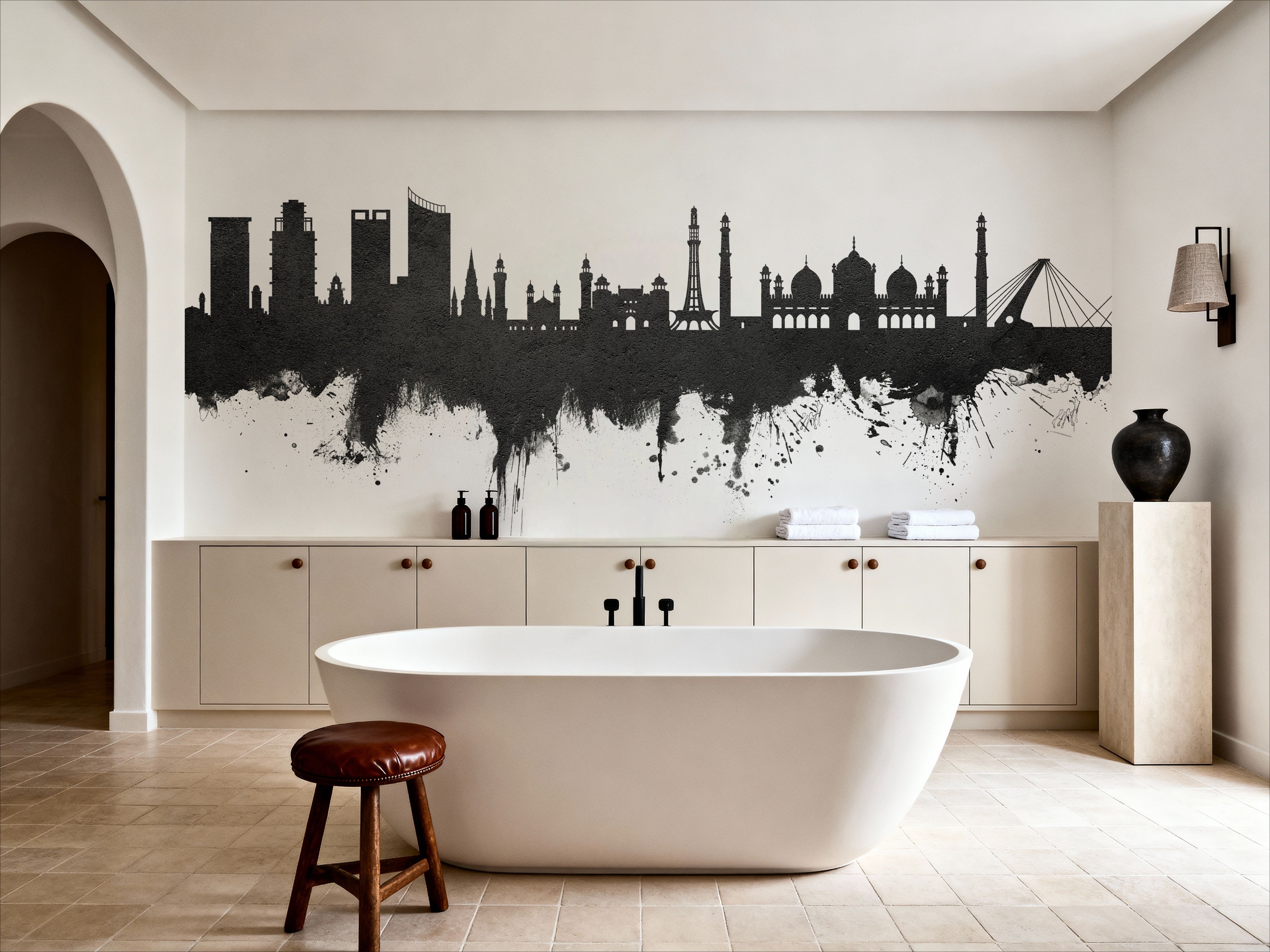 Lahore Pakistan Skyline Black & White