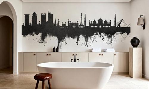 Lahore Pakistan Skyline Black & White