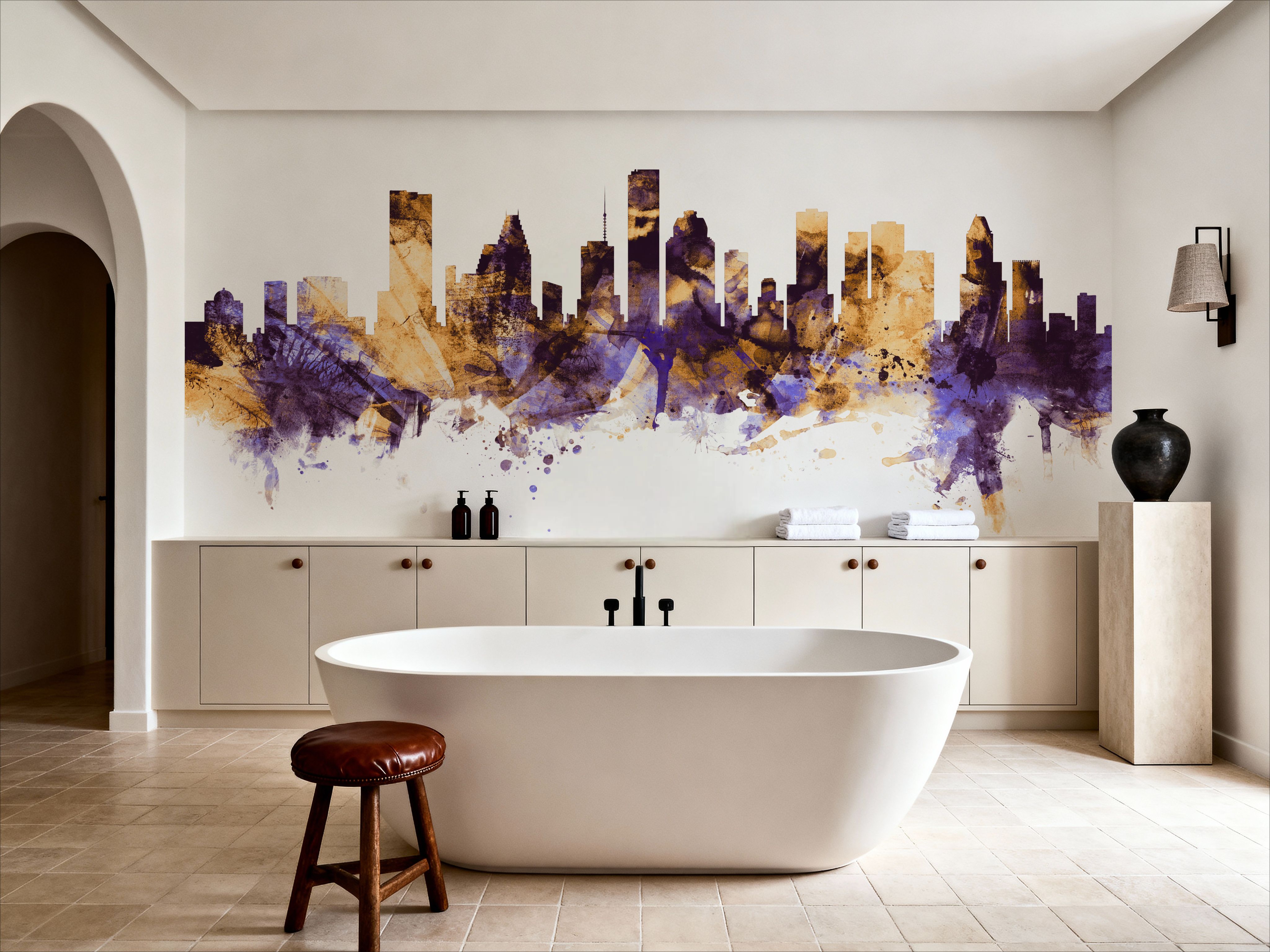 Houston Skyline Purple & Gold