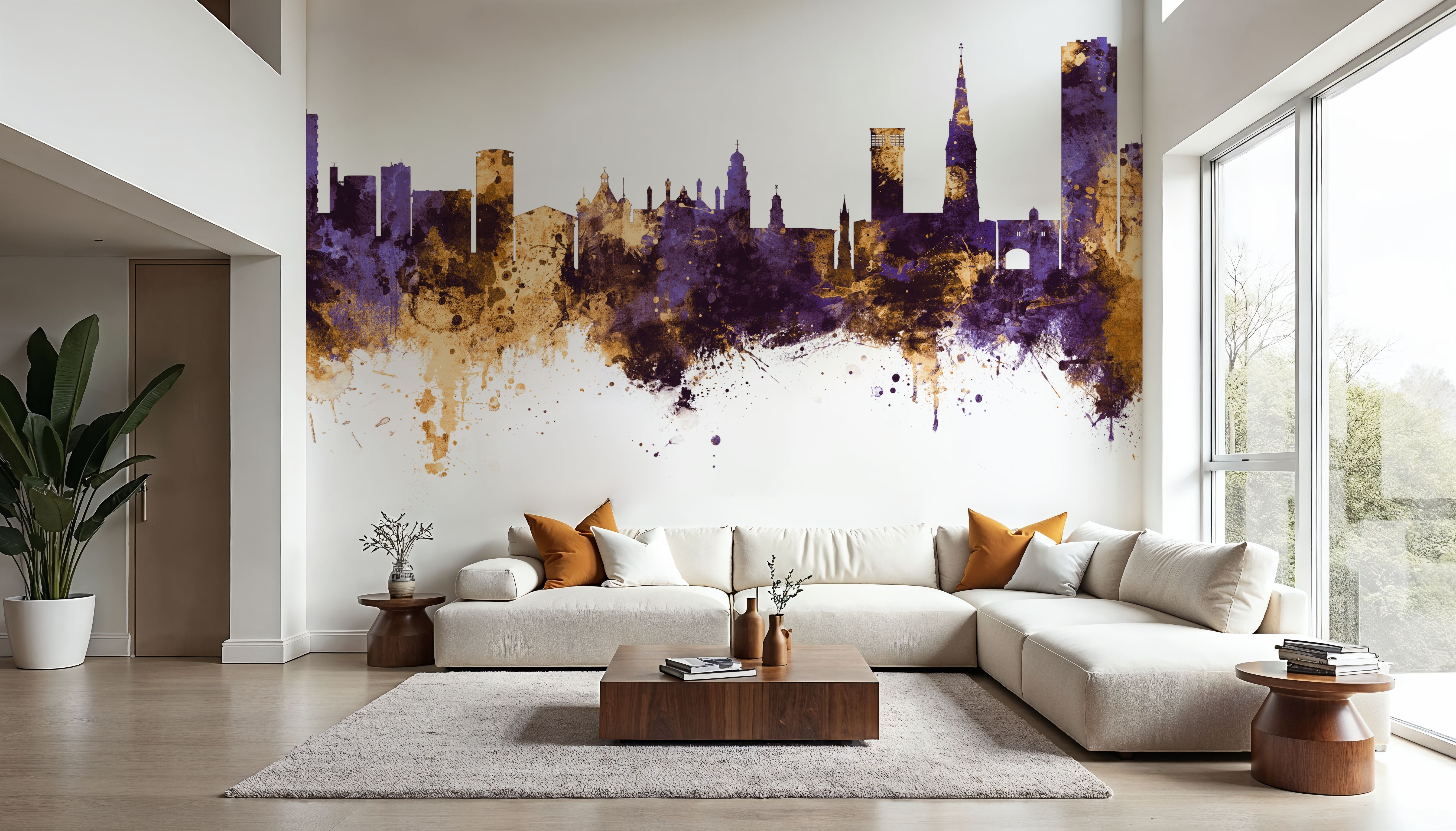 Leicester England Skyline Purple & Gold