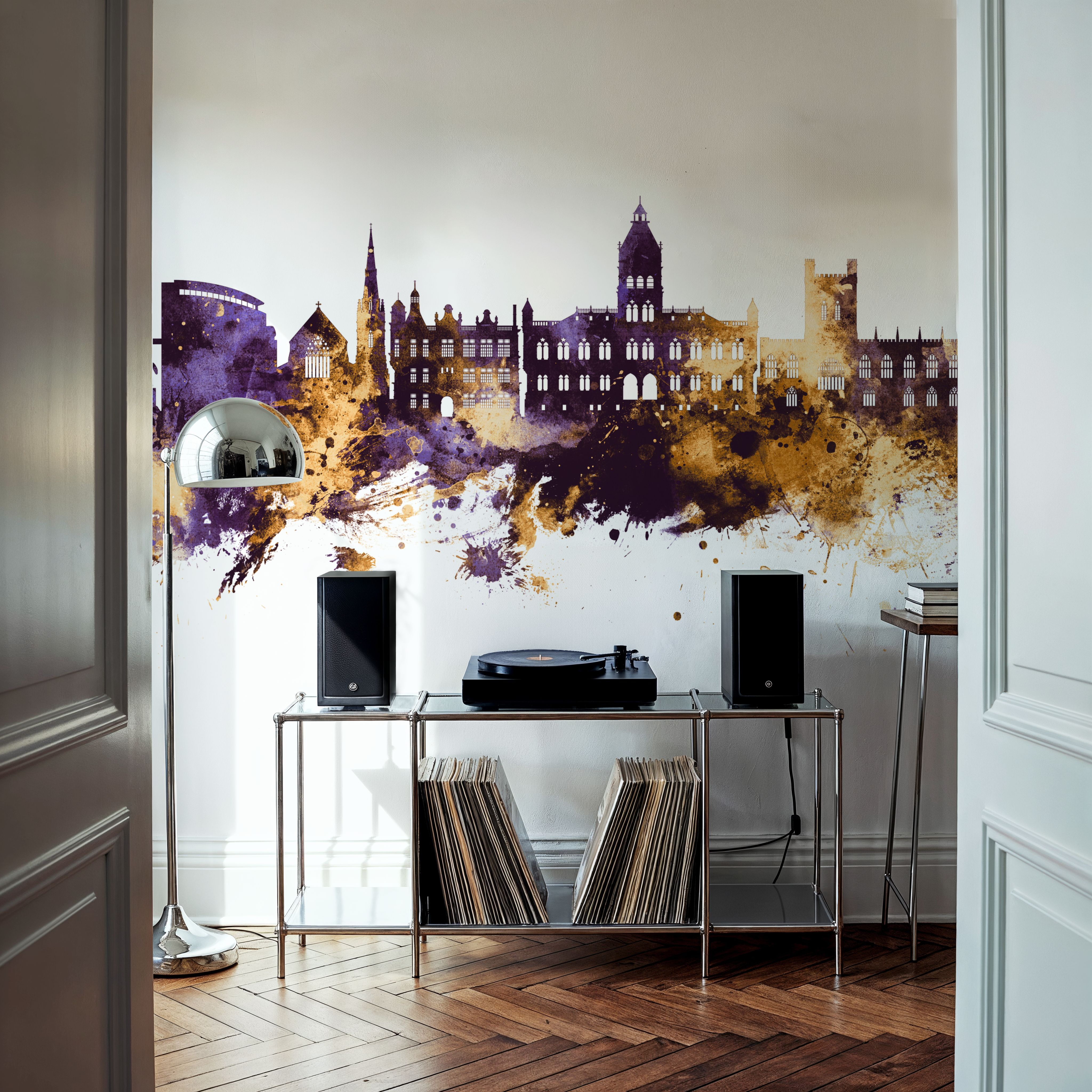 Chester England Skyline Purple & Gold