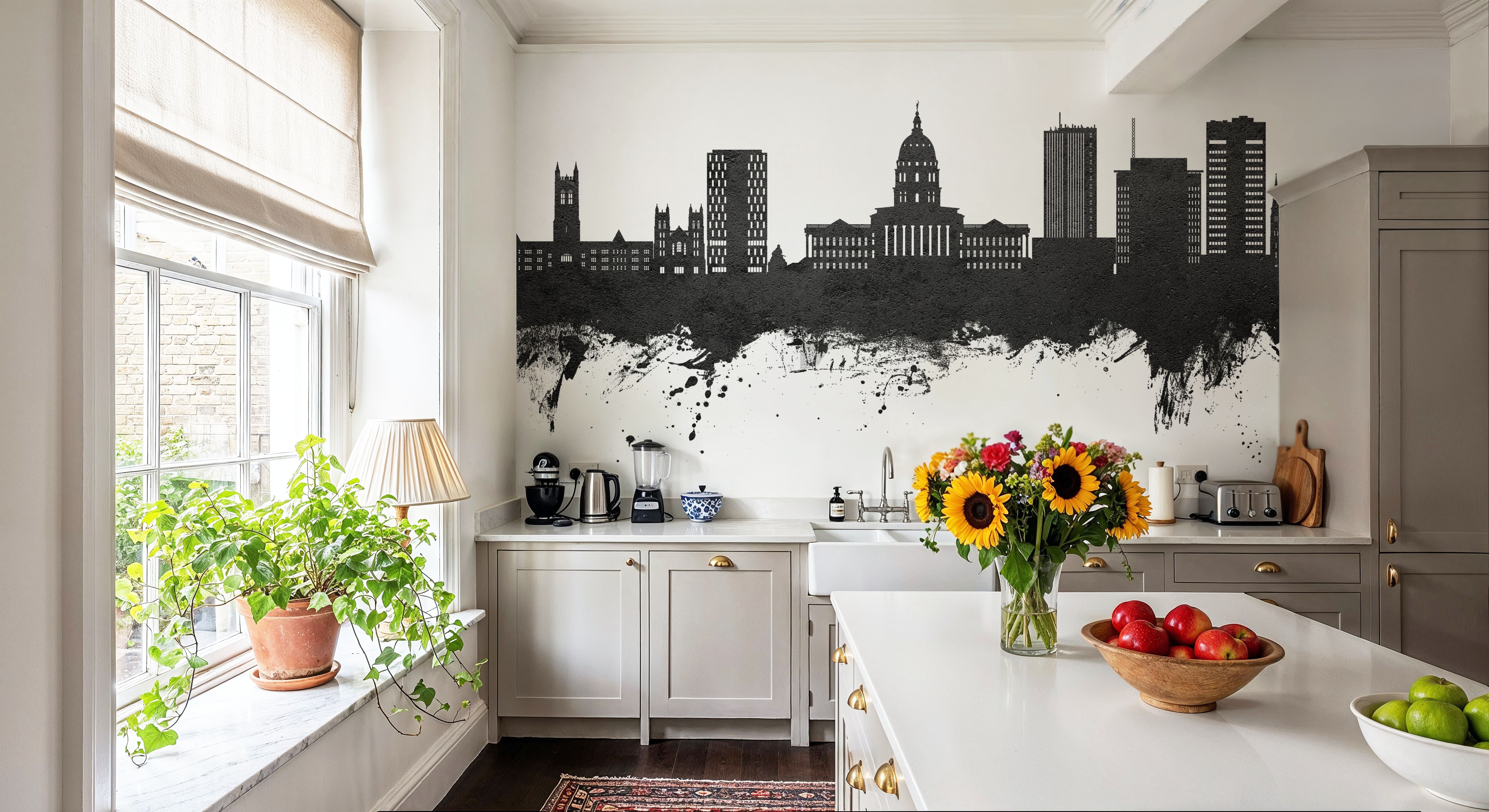 Topeka Wyoming Skyline Black & White