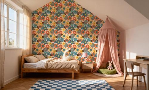 Flower Power, Yellow on Cream