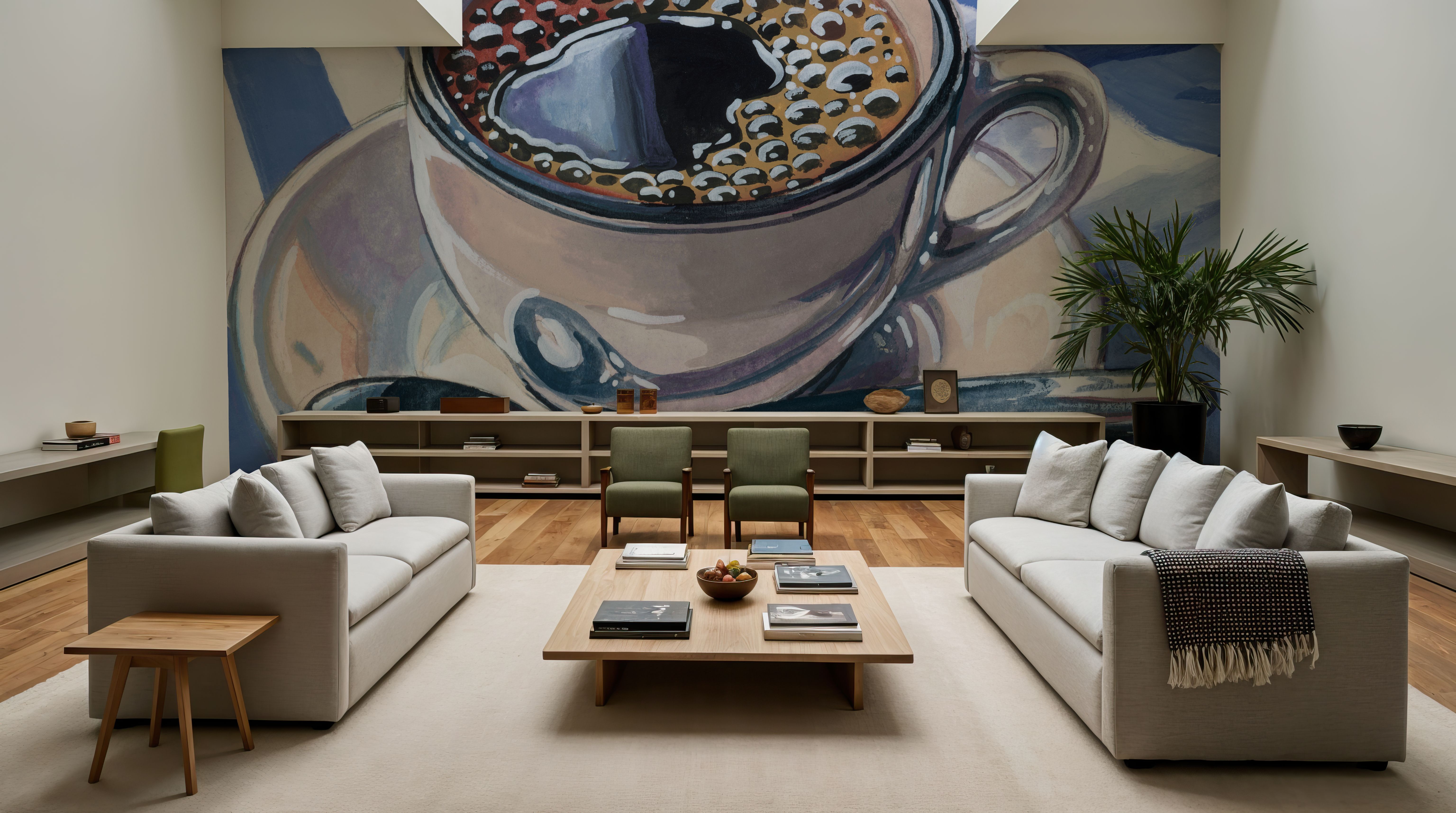Black Coffee On Striped Cloth