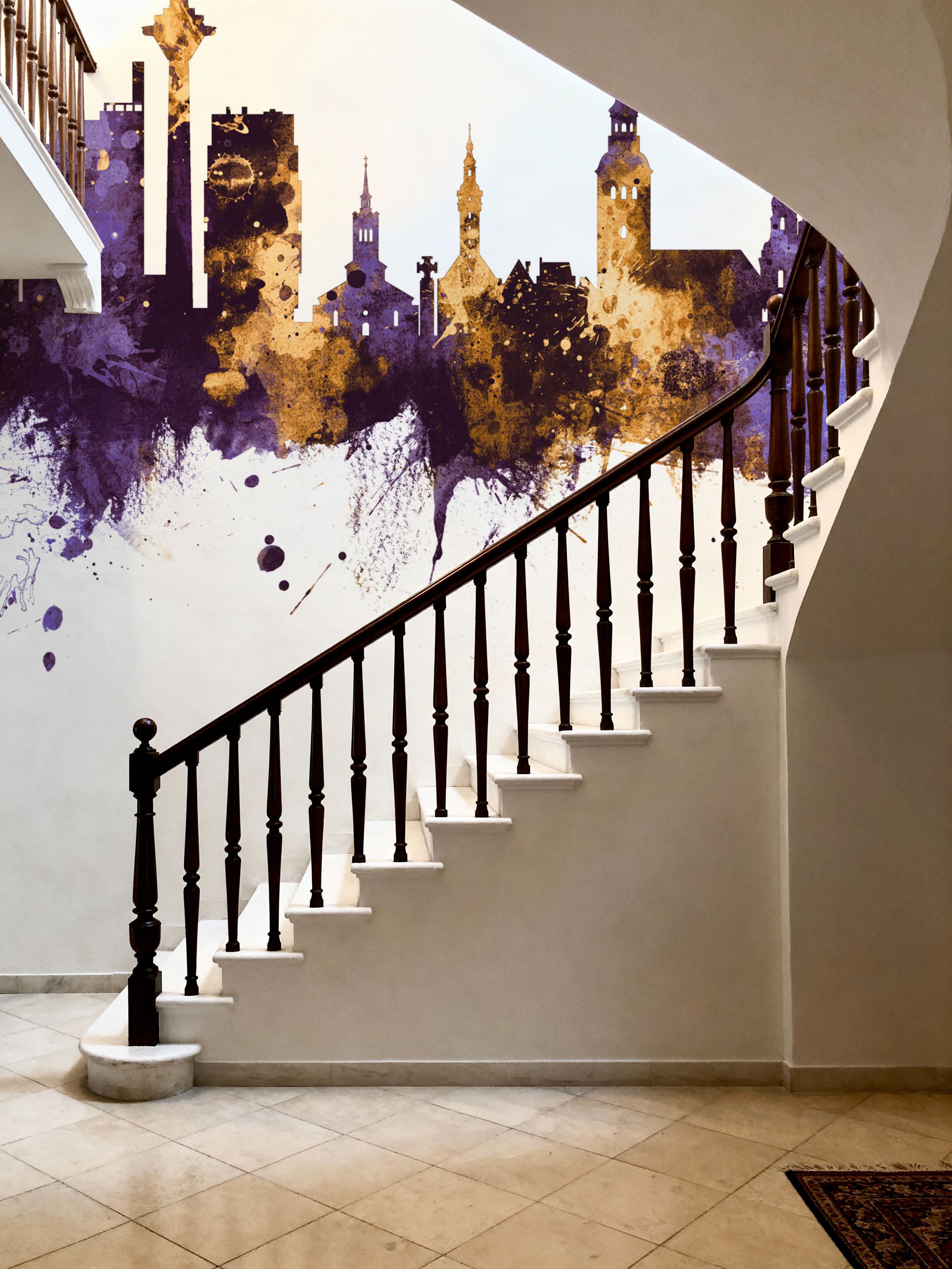 Tallinn Estonia Skyline Purple & Gold