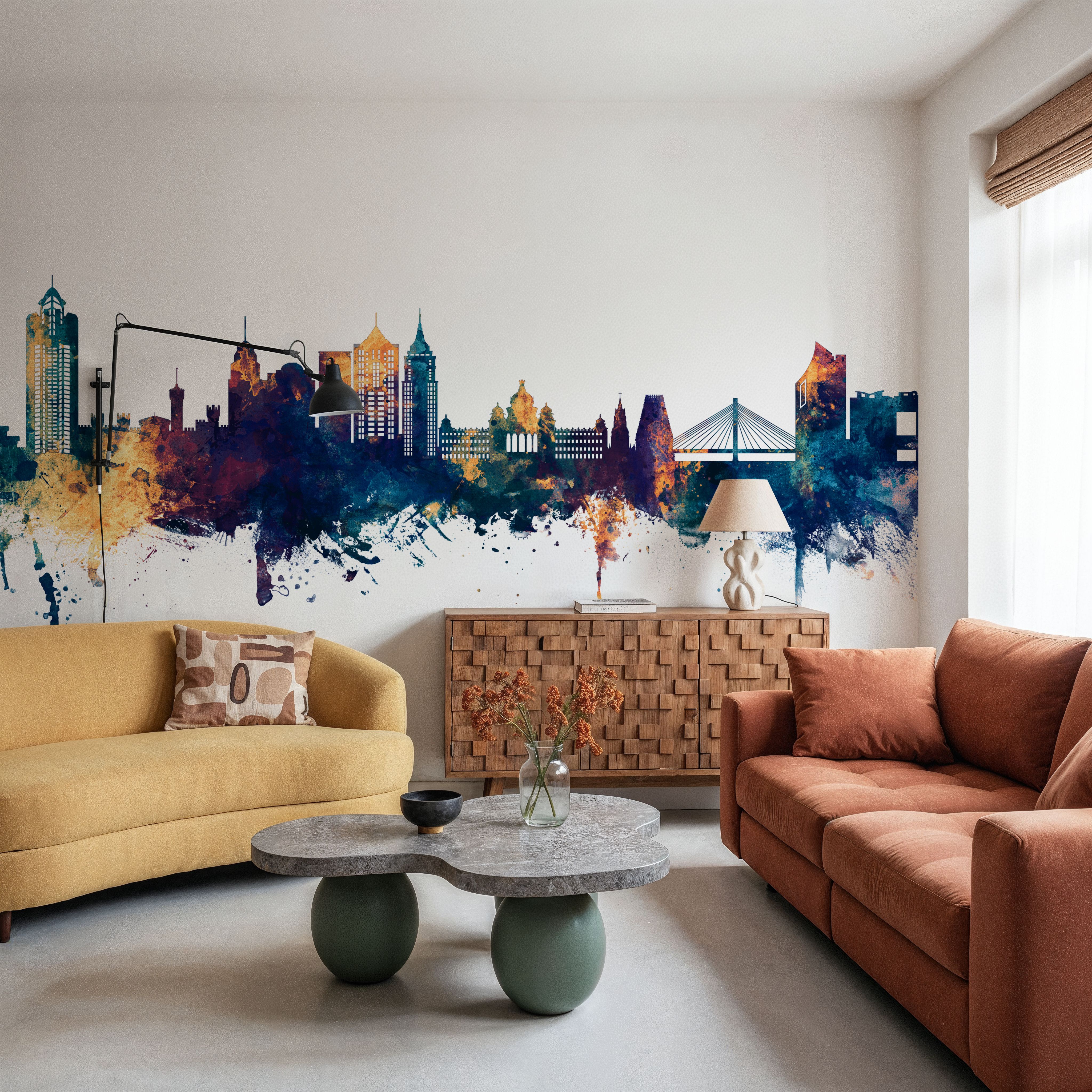 Bengaluru India Skyline Blue & Bronze