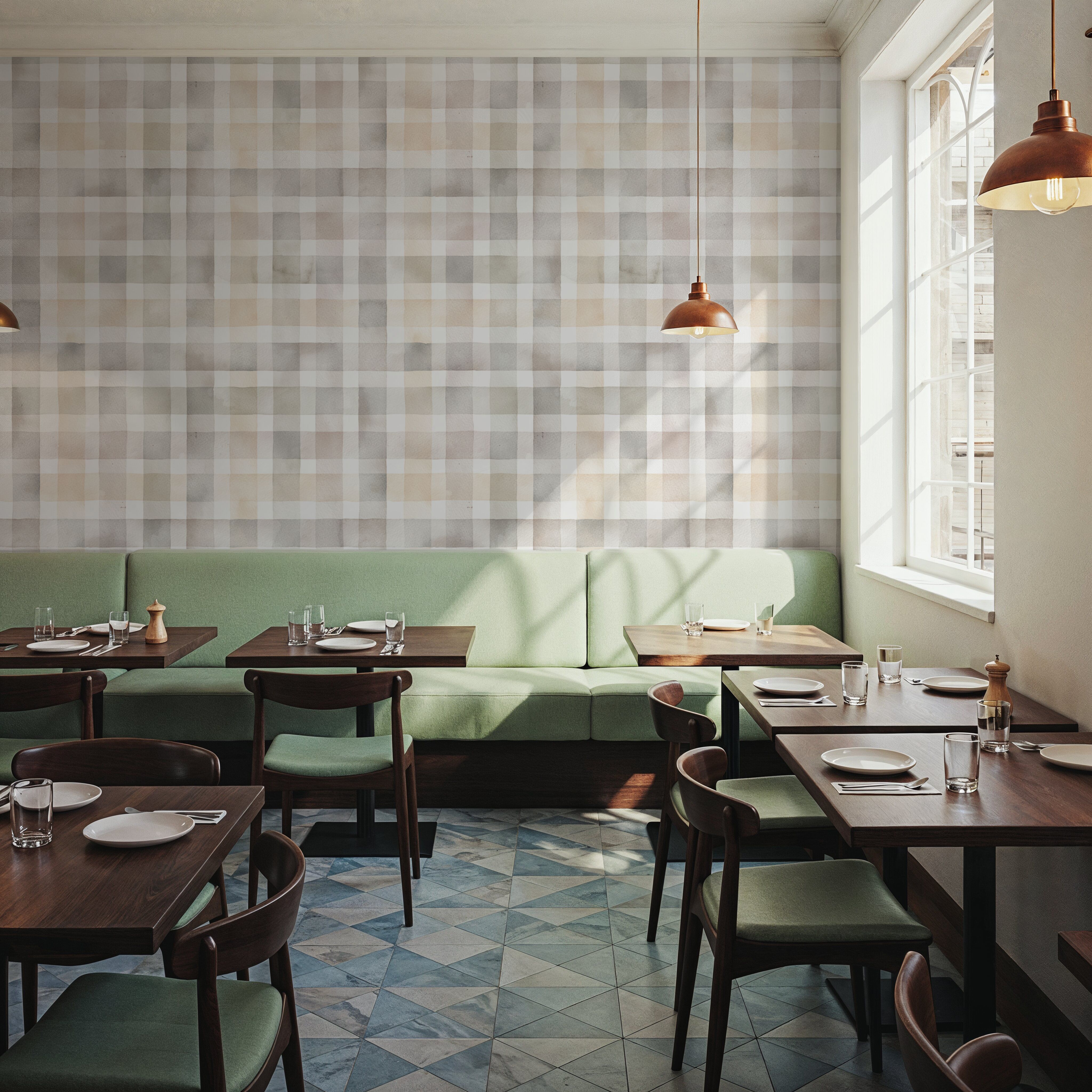 Checkered Watercolor, Beige