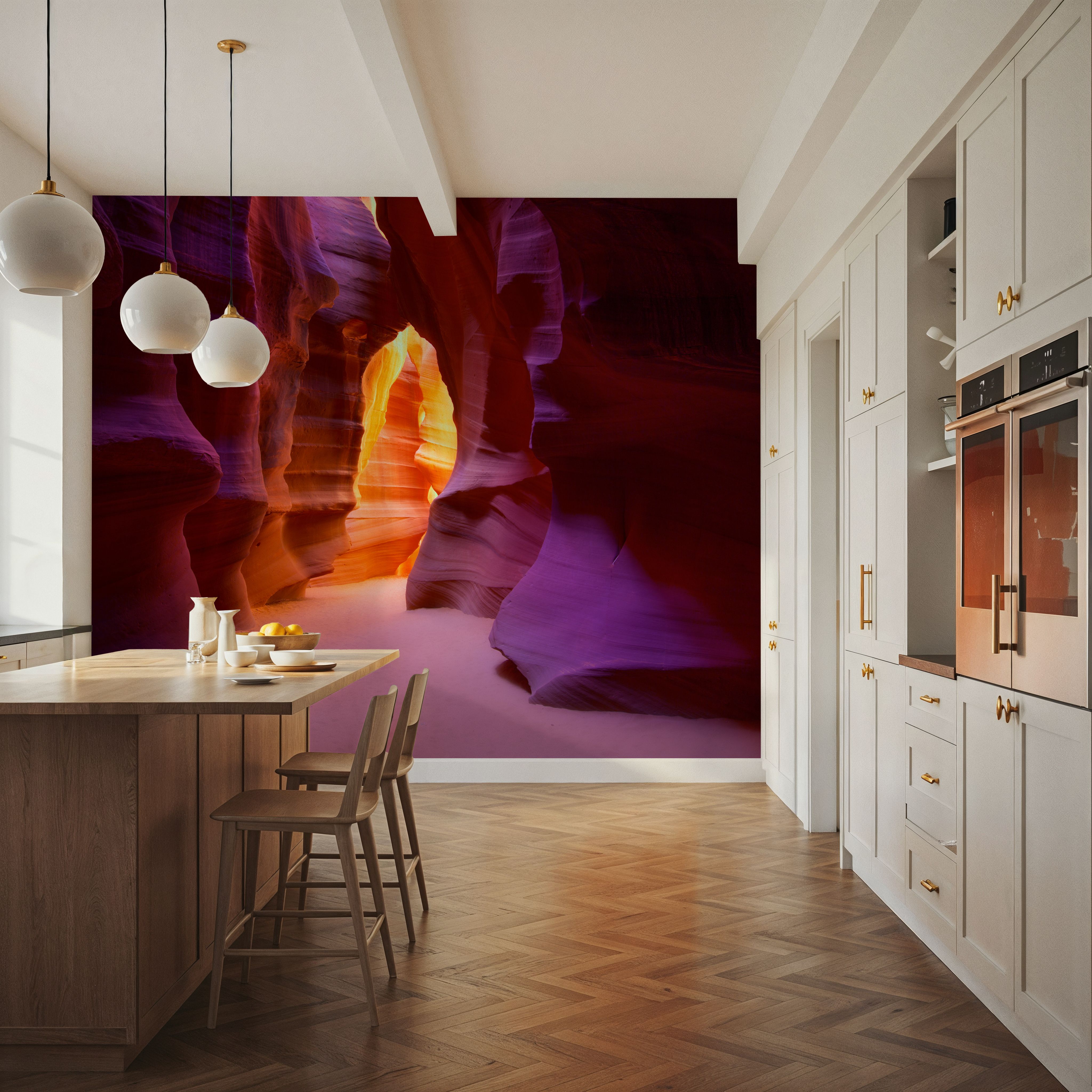 Wall Mural - Antelope Walk - Desert Landscapes mural wallpaper - Orange - Hallway staircases - Wallism US - Premium, Textured or Peel & Stick