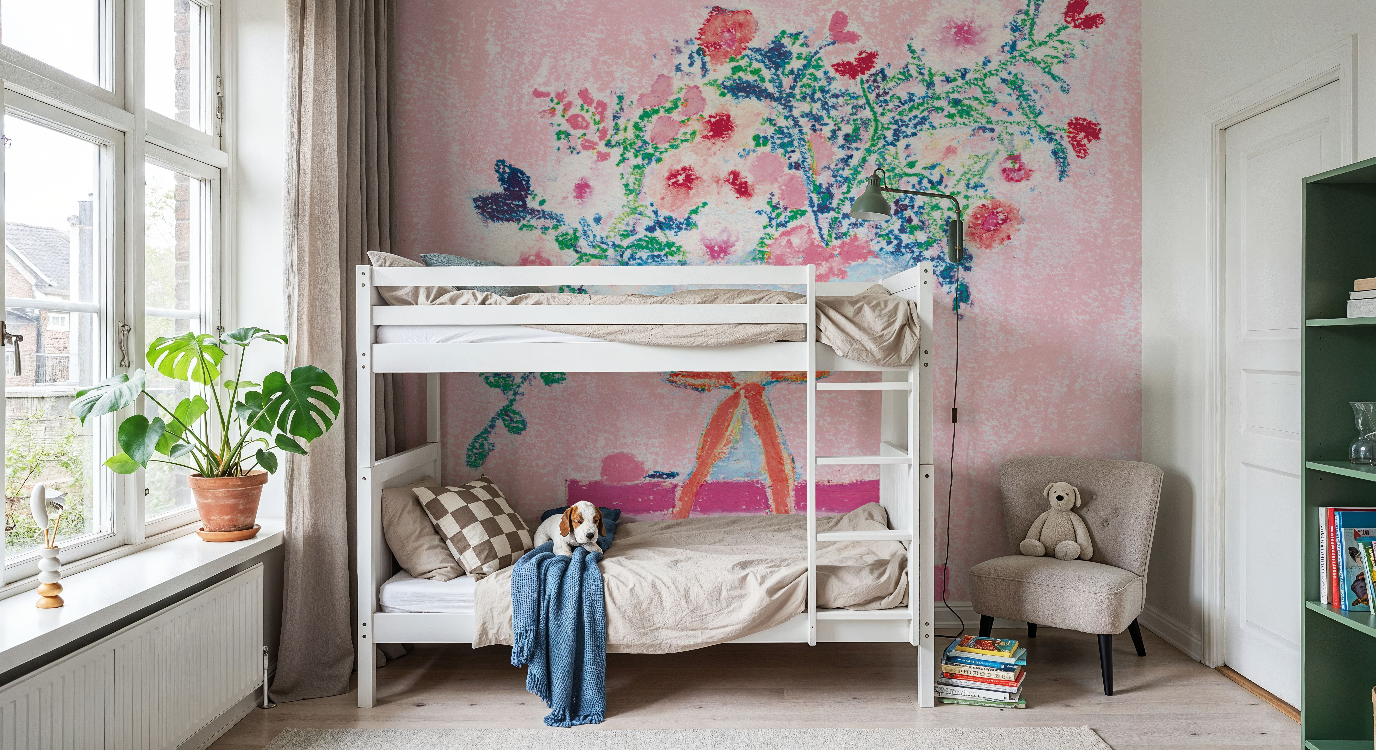 Flower Vases and Books Square Pink