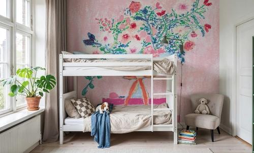 Flower Vases and Books Square Pink
