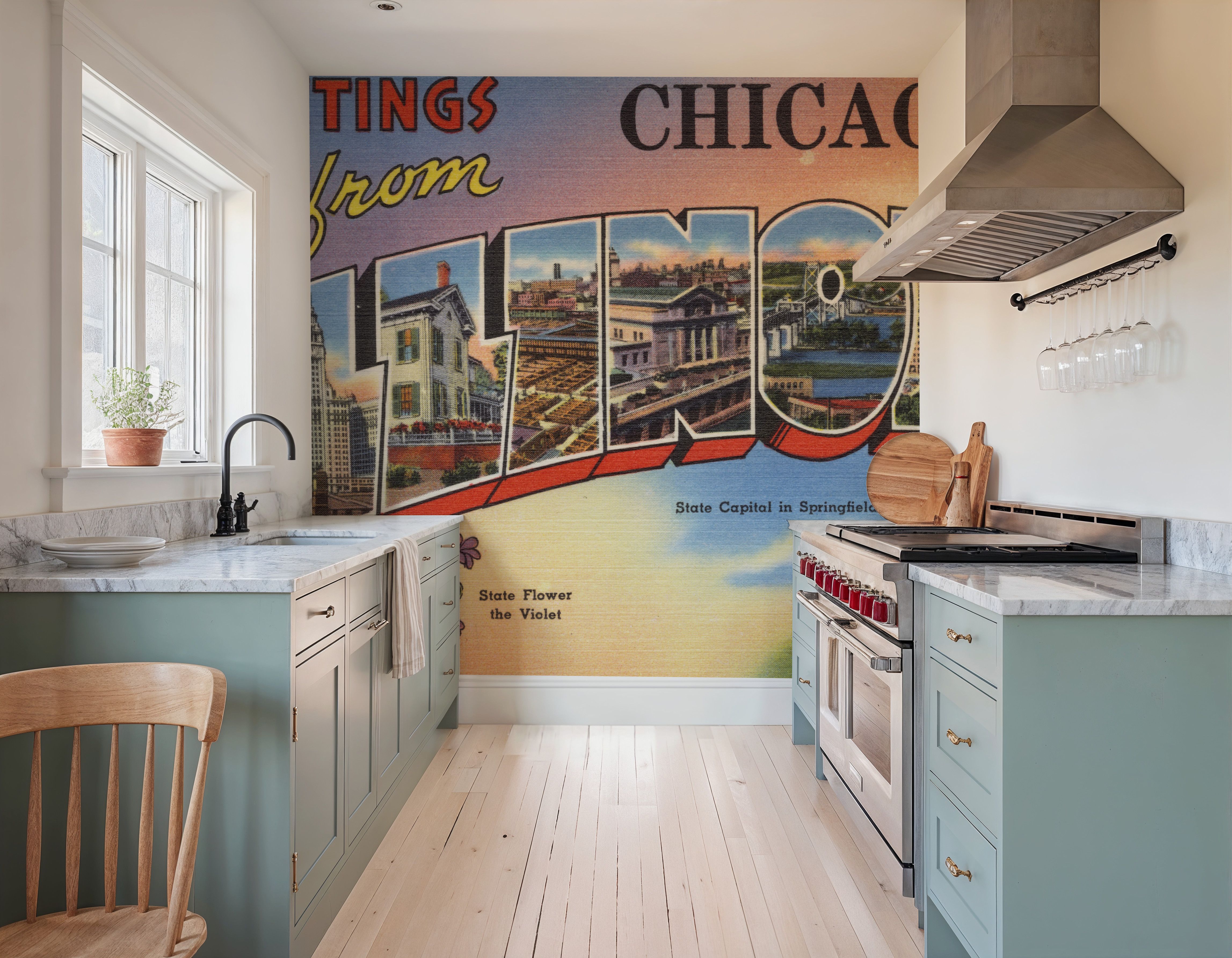 Greetings from Illinois - Screenprint Postcard