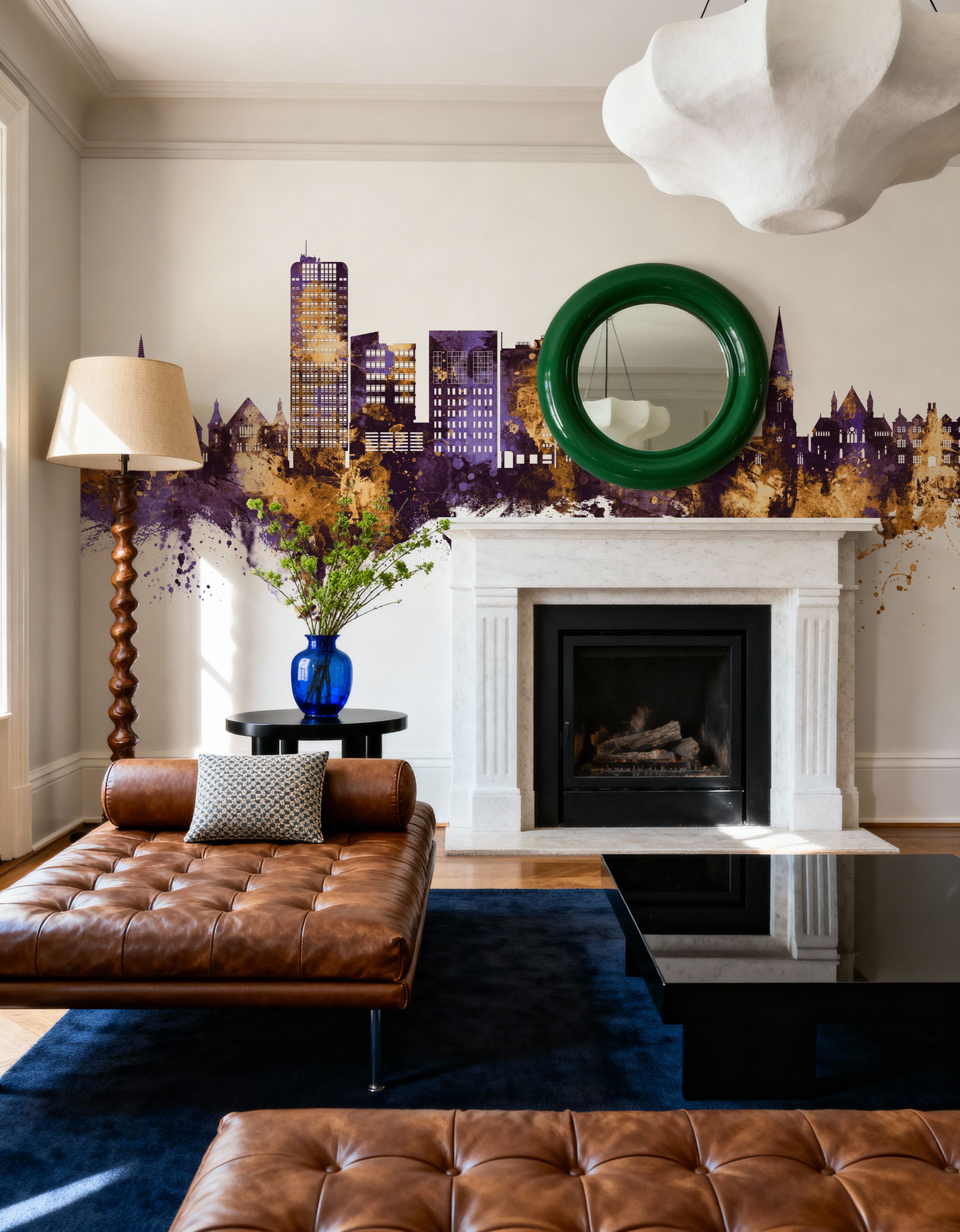 Swindon England Skyline Purple & Gold