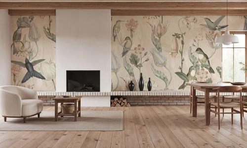 Tulips & Birds, Beige