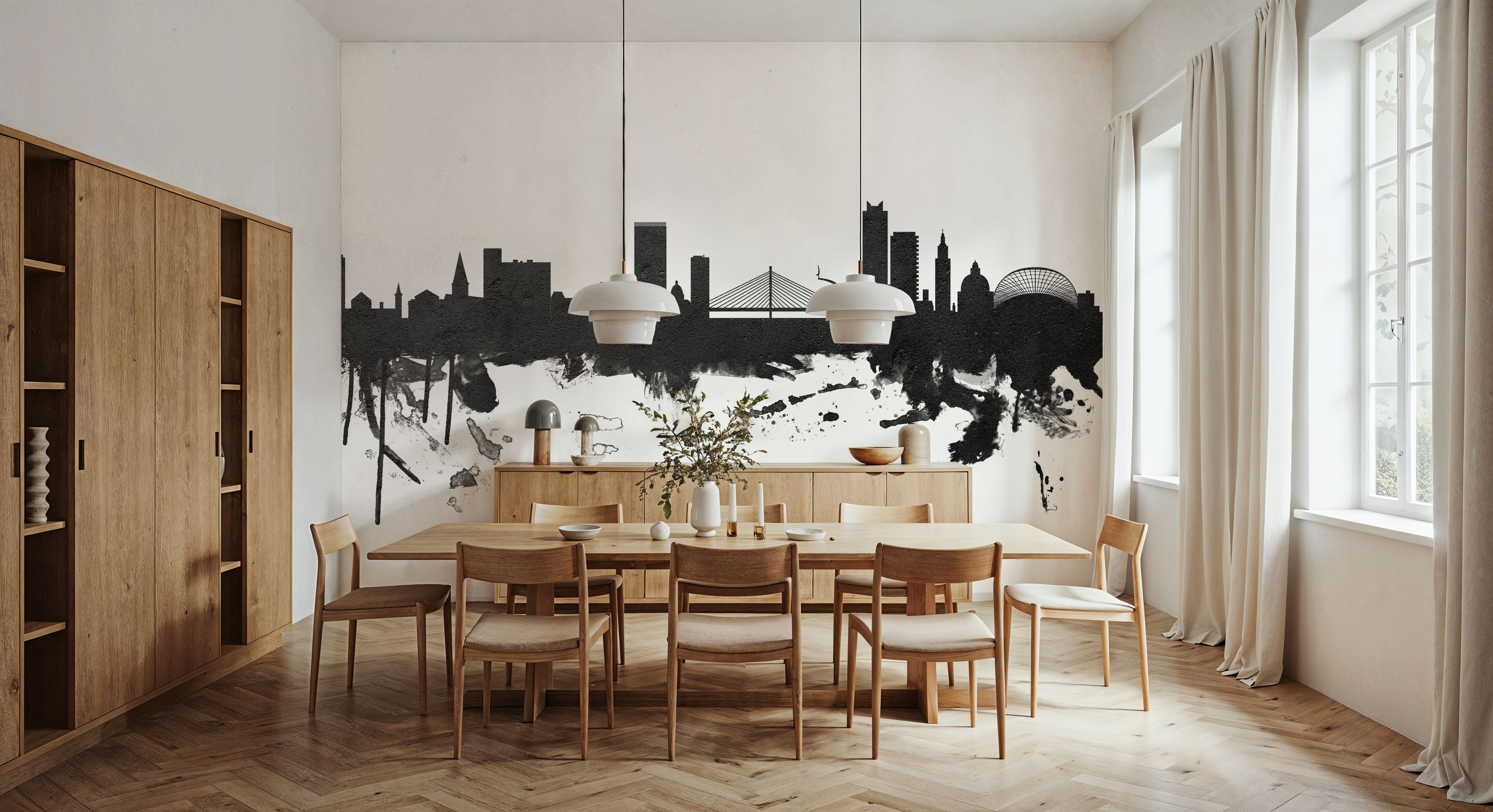 Liege Belgium Skyline Black & White