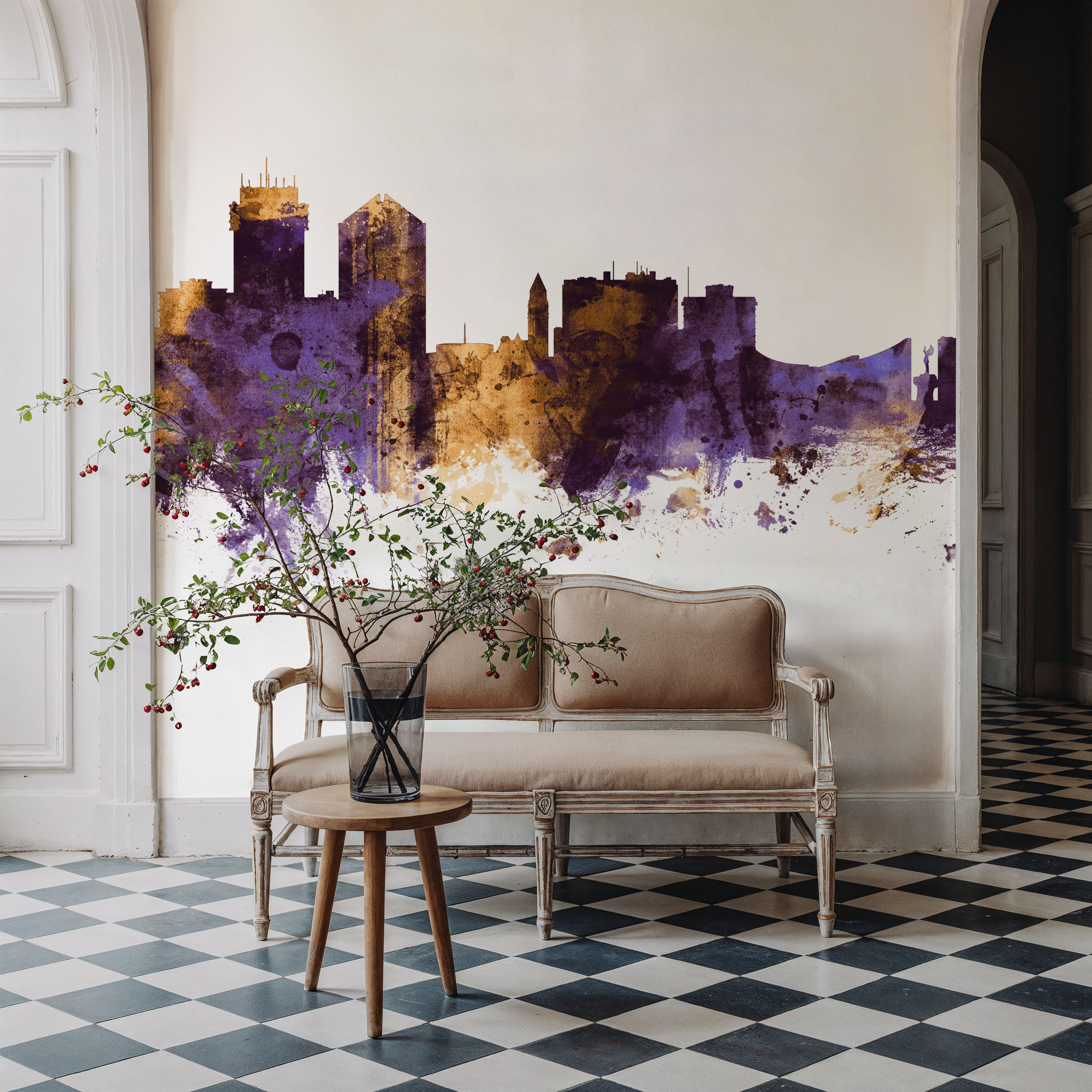 Wichita Kansas Skyline Purple & Gold